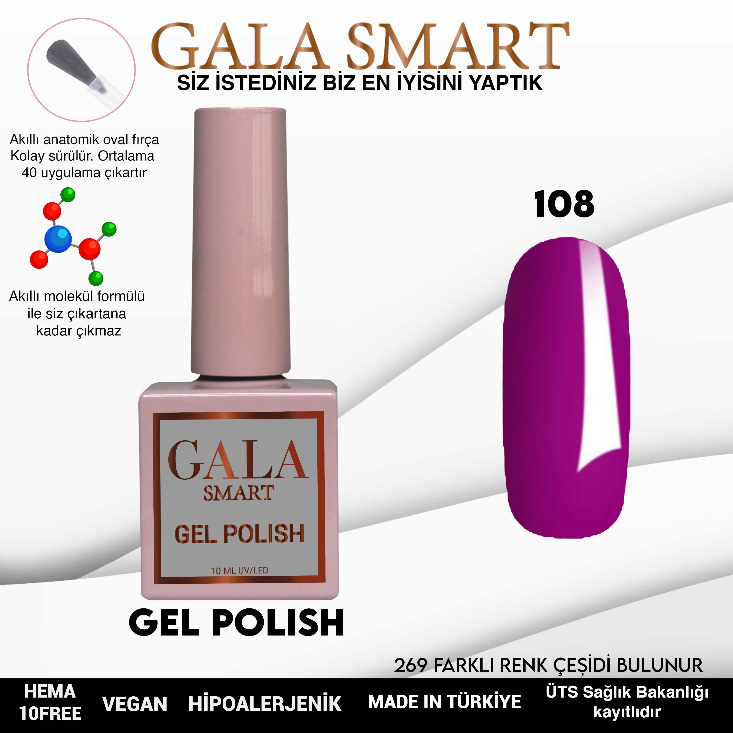 Gala Smart Kalıcı Oje Classic No:108