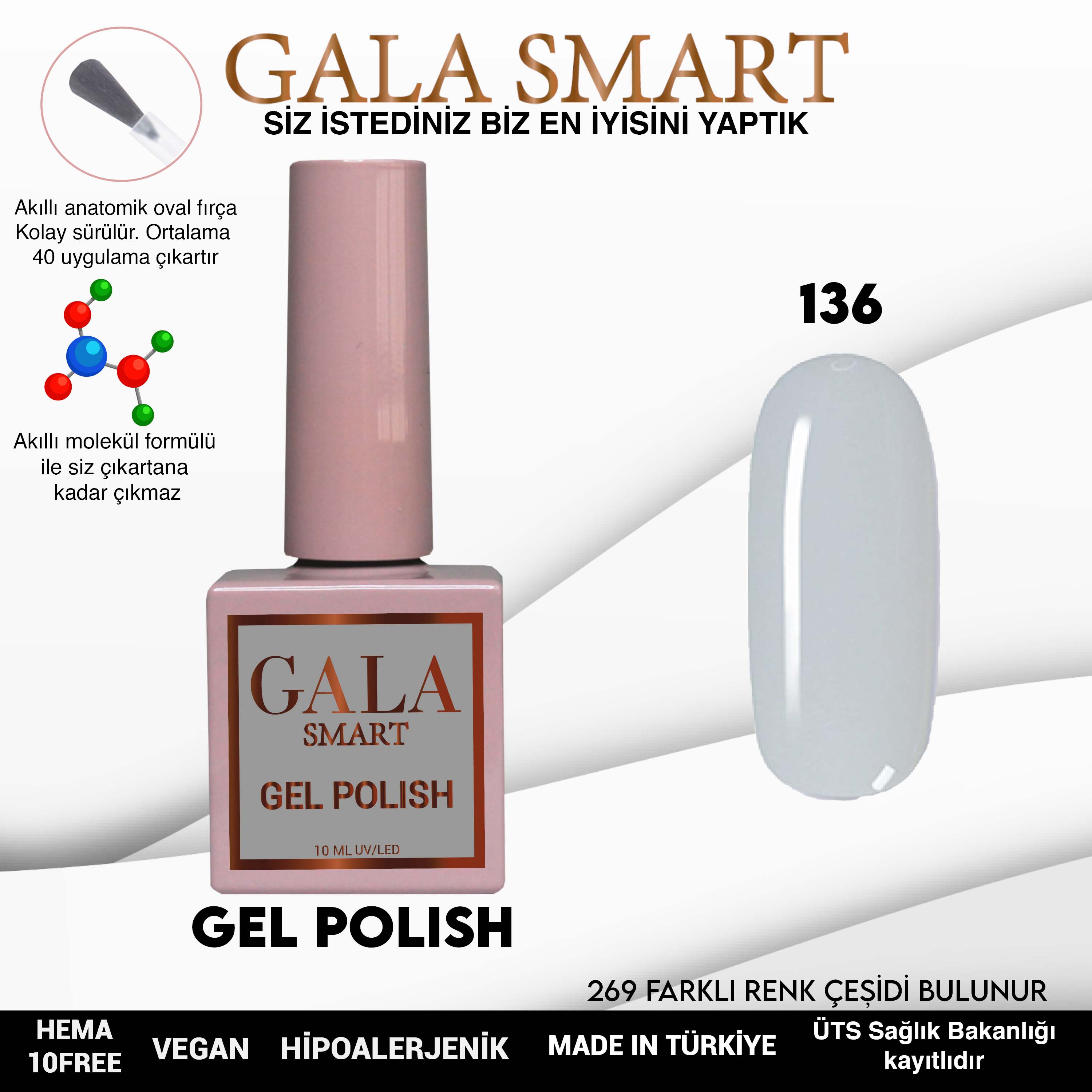 Gala Smart Kalıcı Oje Classic No:136