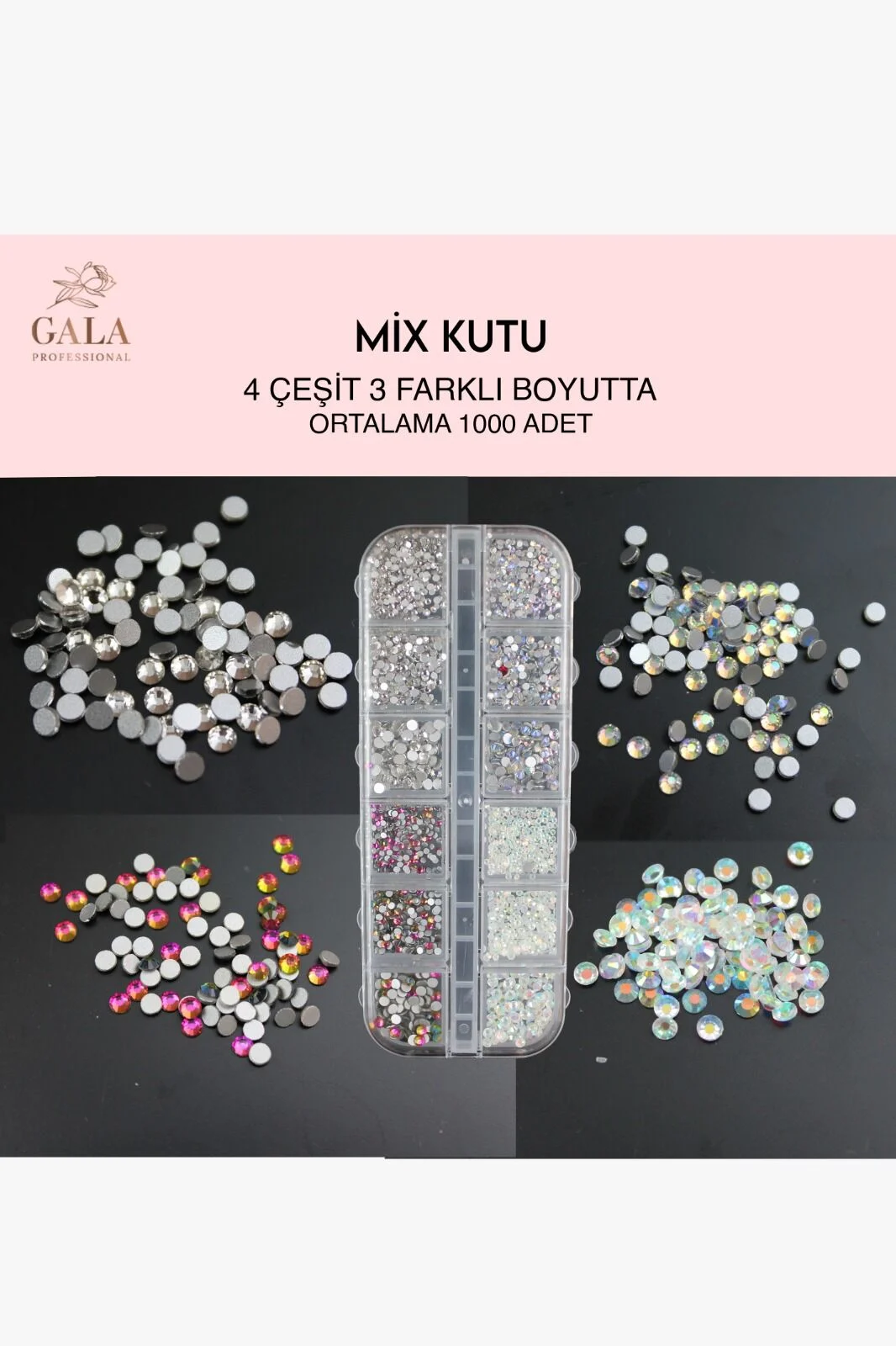 CRYSTAL TAŞ 12 Lİ MİX KUTU 4 ÇEŞİT / 3 FARKLI BOYUTTA