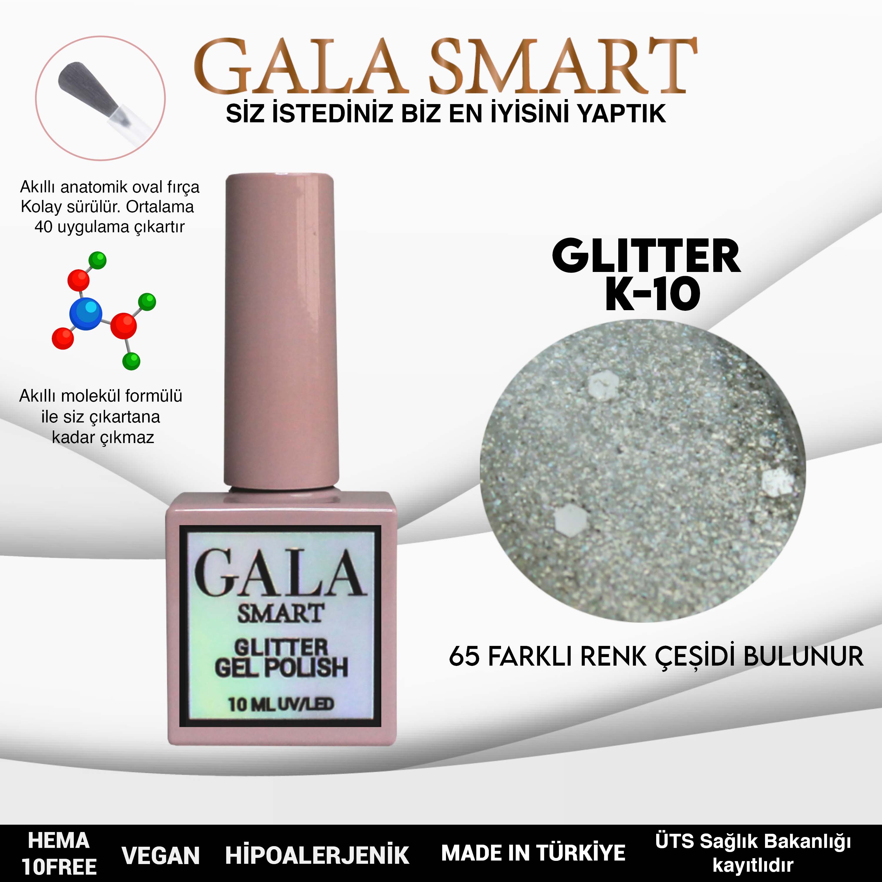 Gala Glitter Kalıcı Oje NO:10