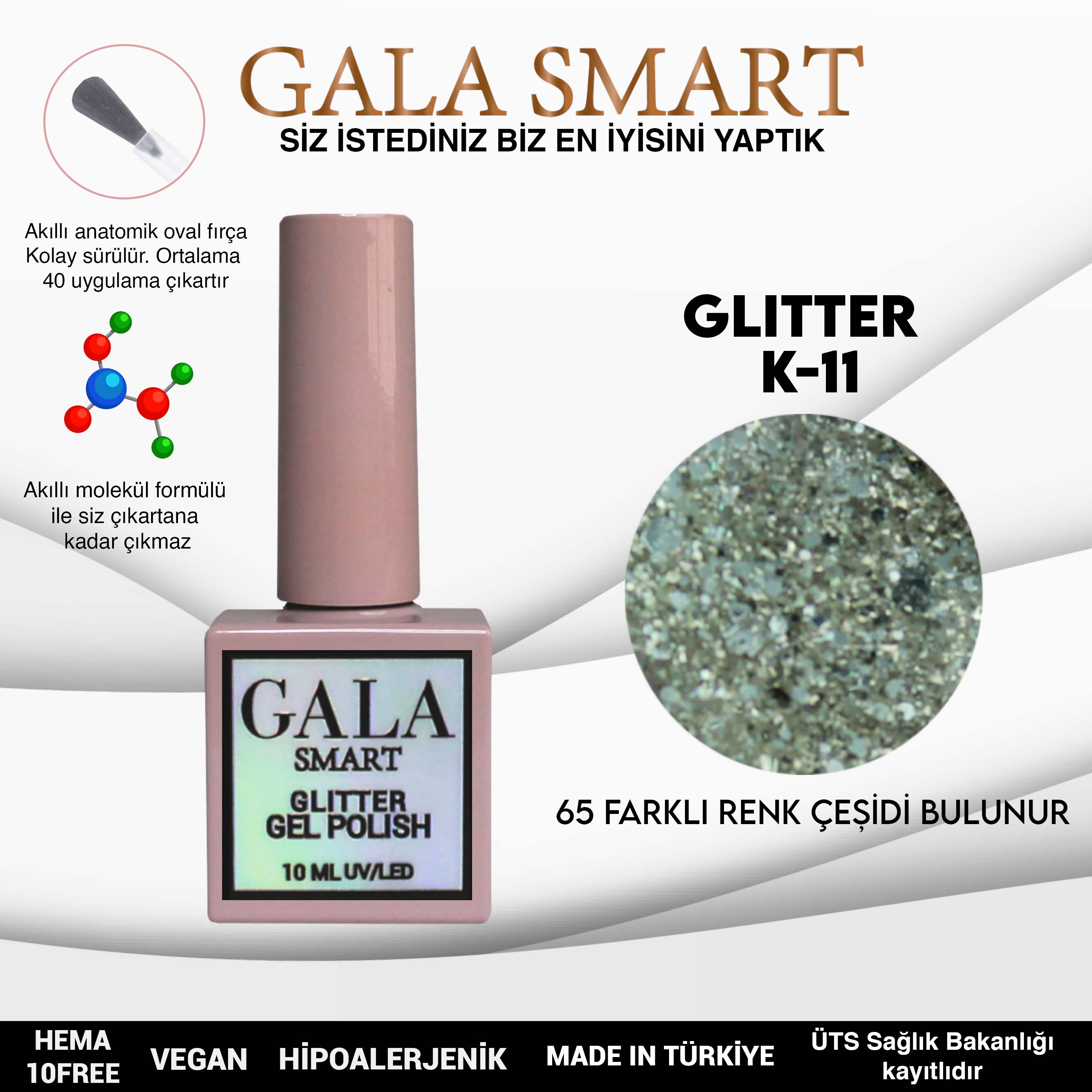 Gala Glitter Kalıcı Oje NO:11