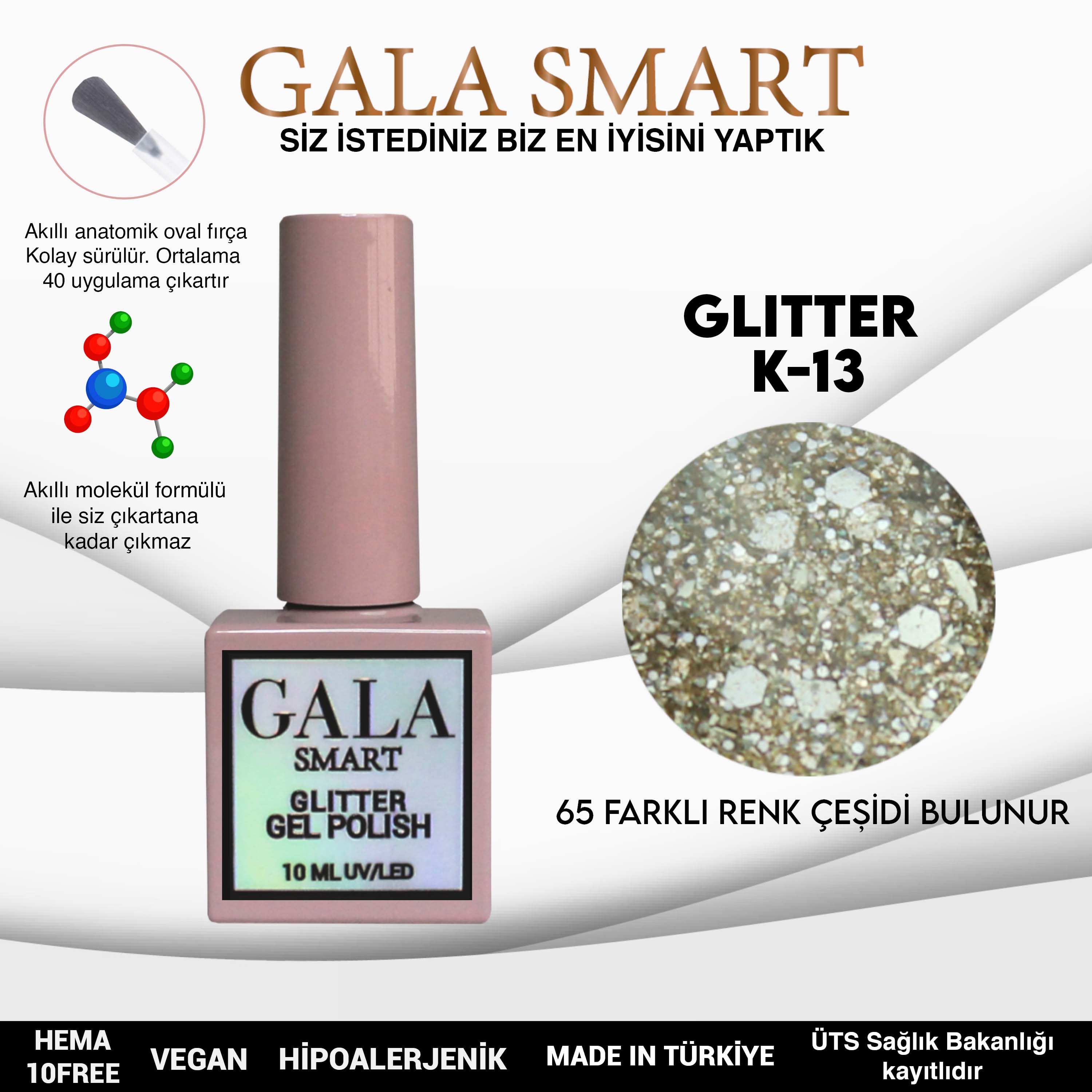 Gala Glitter Kalıcı Oje NO:13