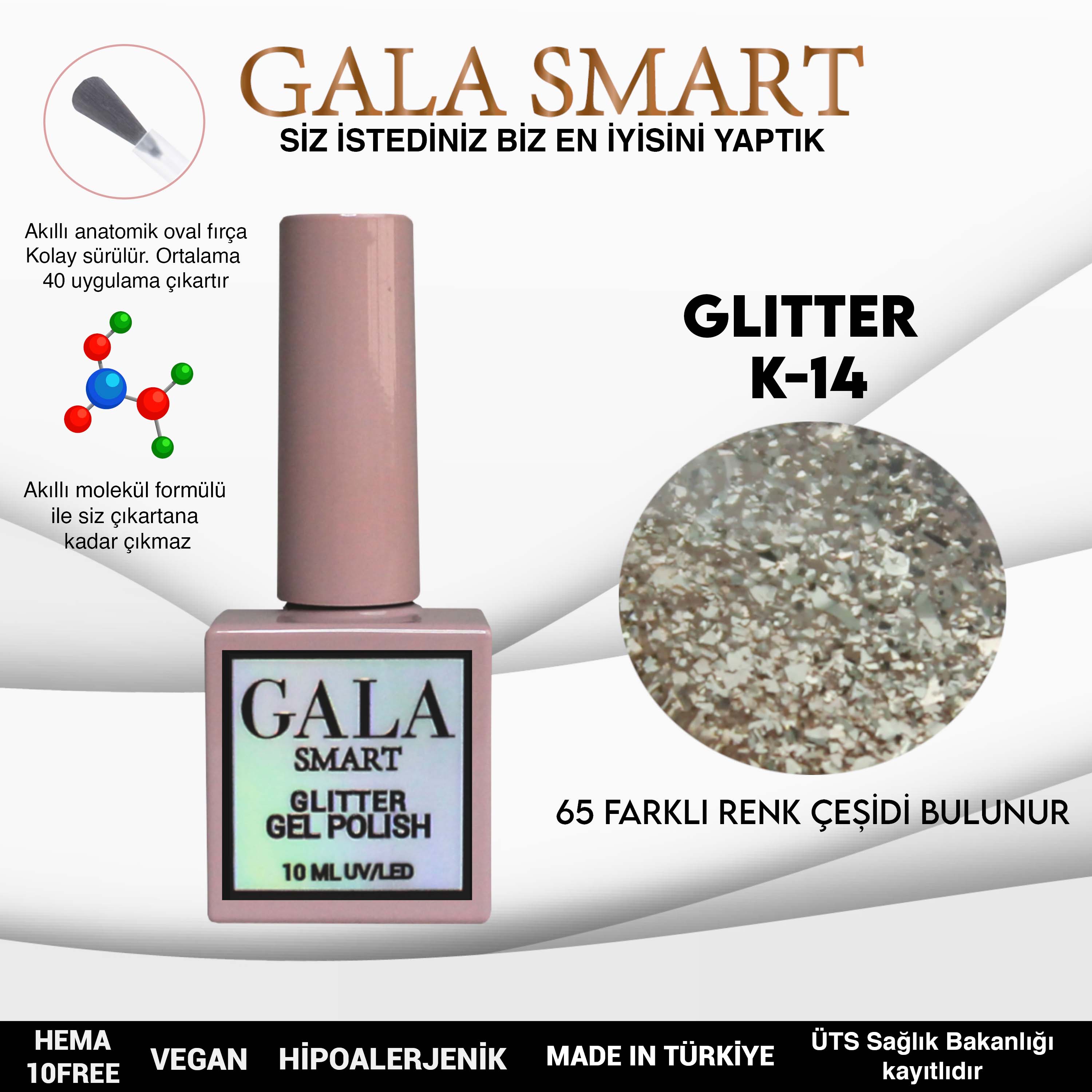 Gala Glitter Kalıcı Oje NO:14