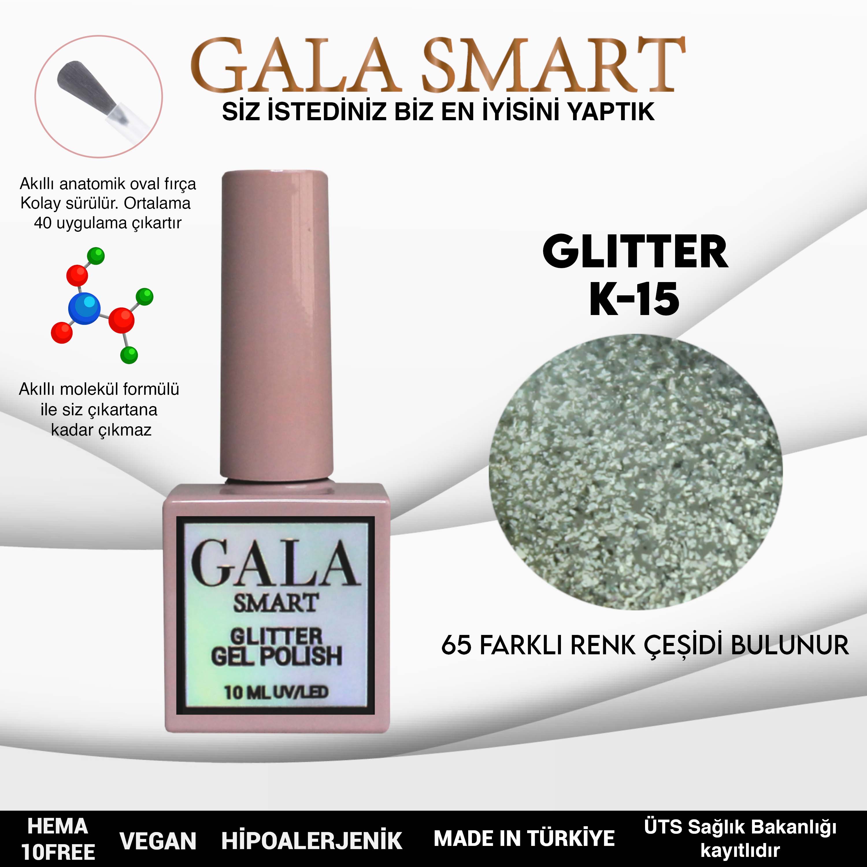 Gala Glitter Kalıcı Oje NO:15