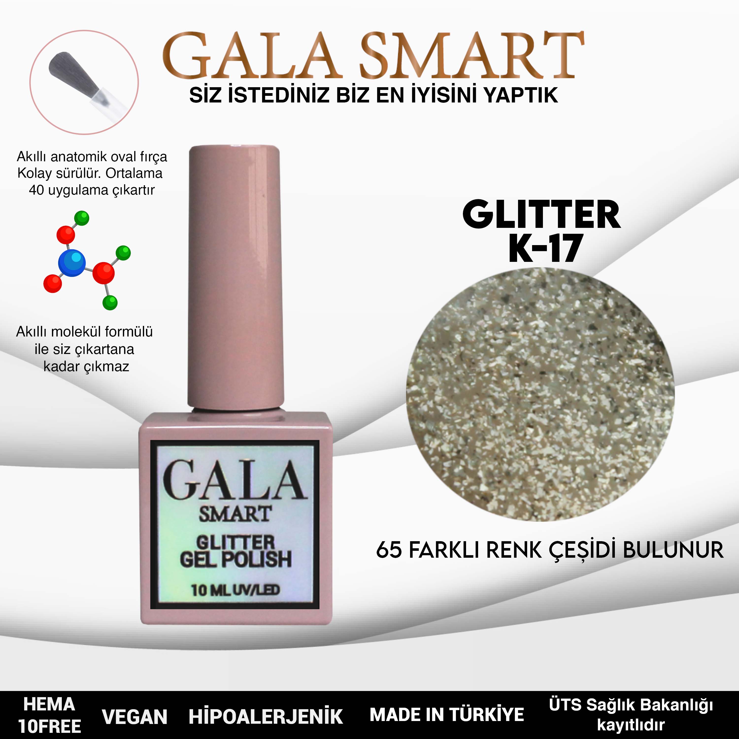 Gala Glitter Kalıcı Oje NO:17