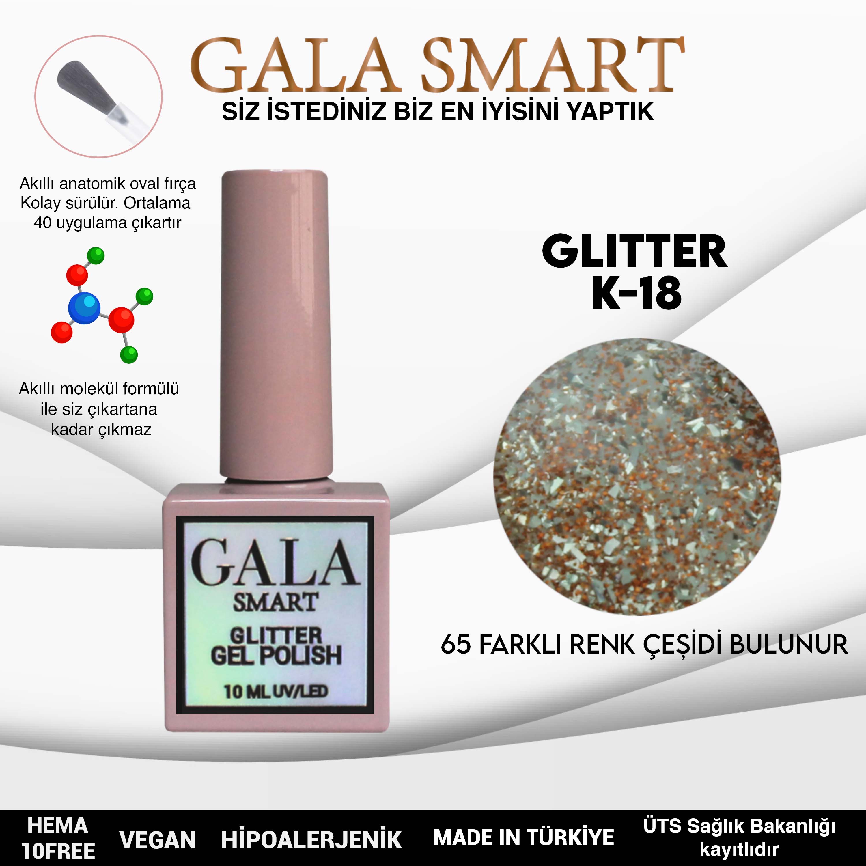 Gala Glitter Kalıcı Oje NO:18