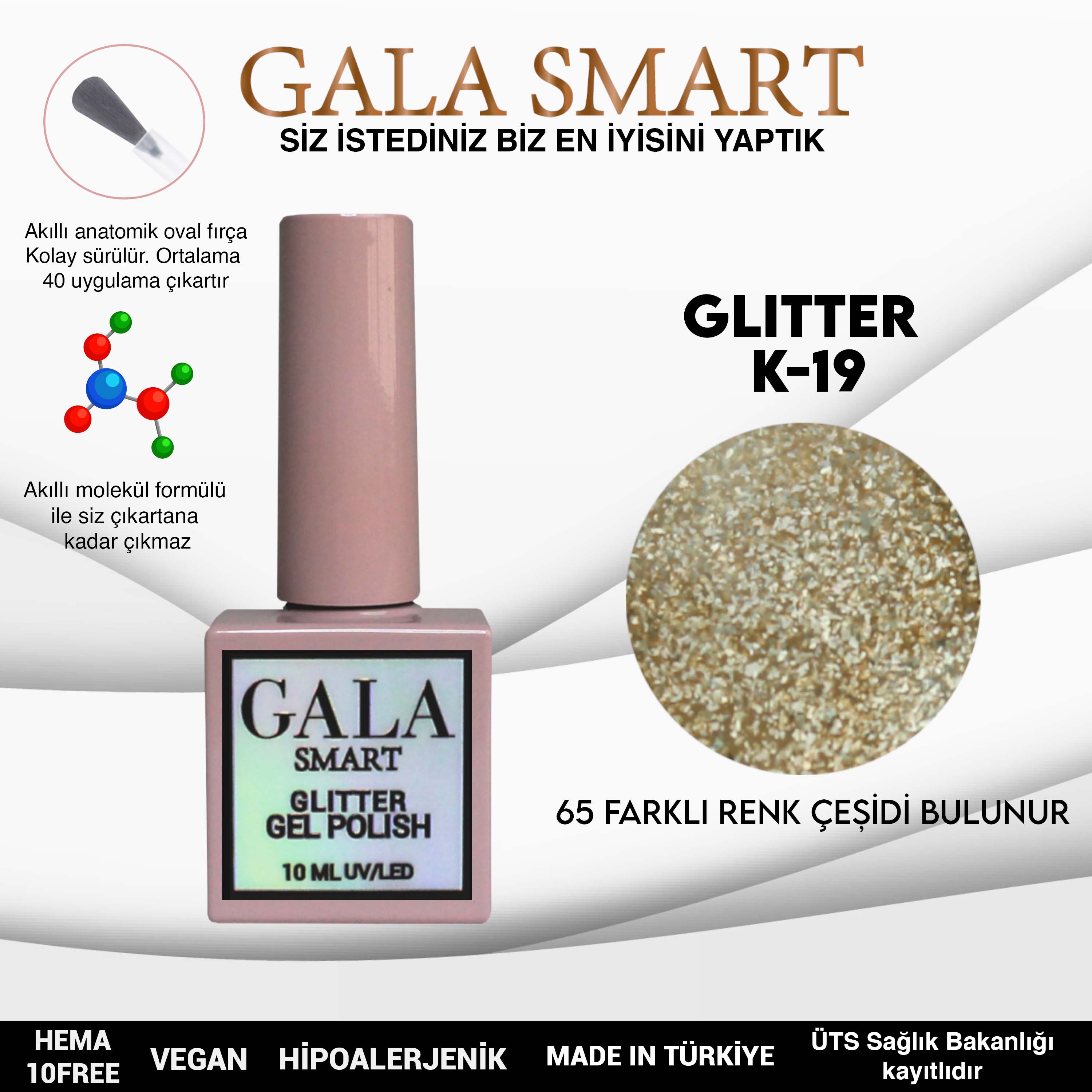 Gala Glitter Kalıcı Oje NO:19