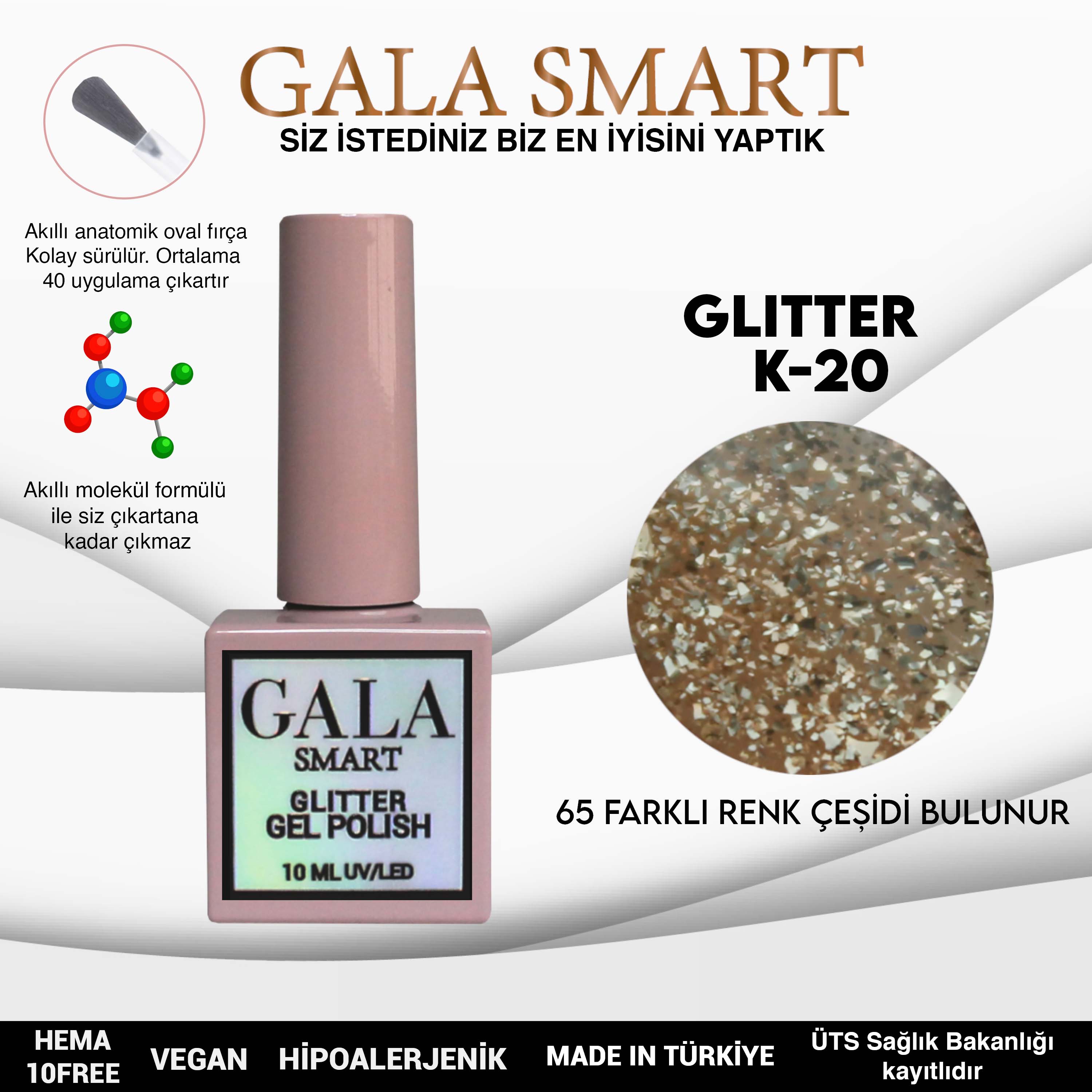 Gala Glitter Kalıcı Oje NO:20