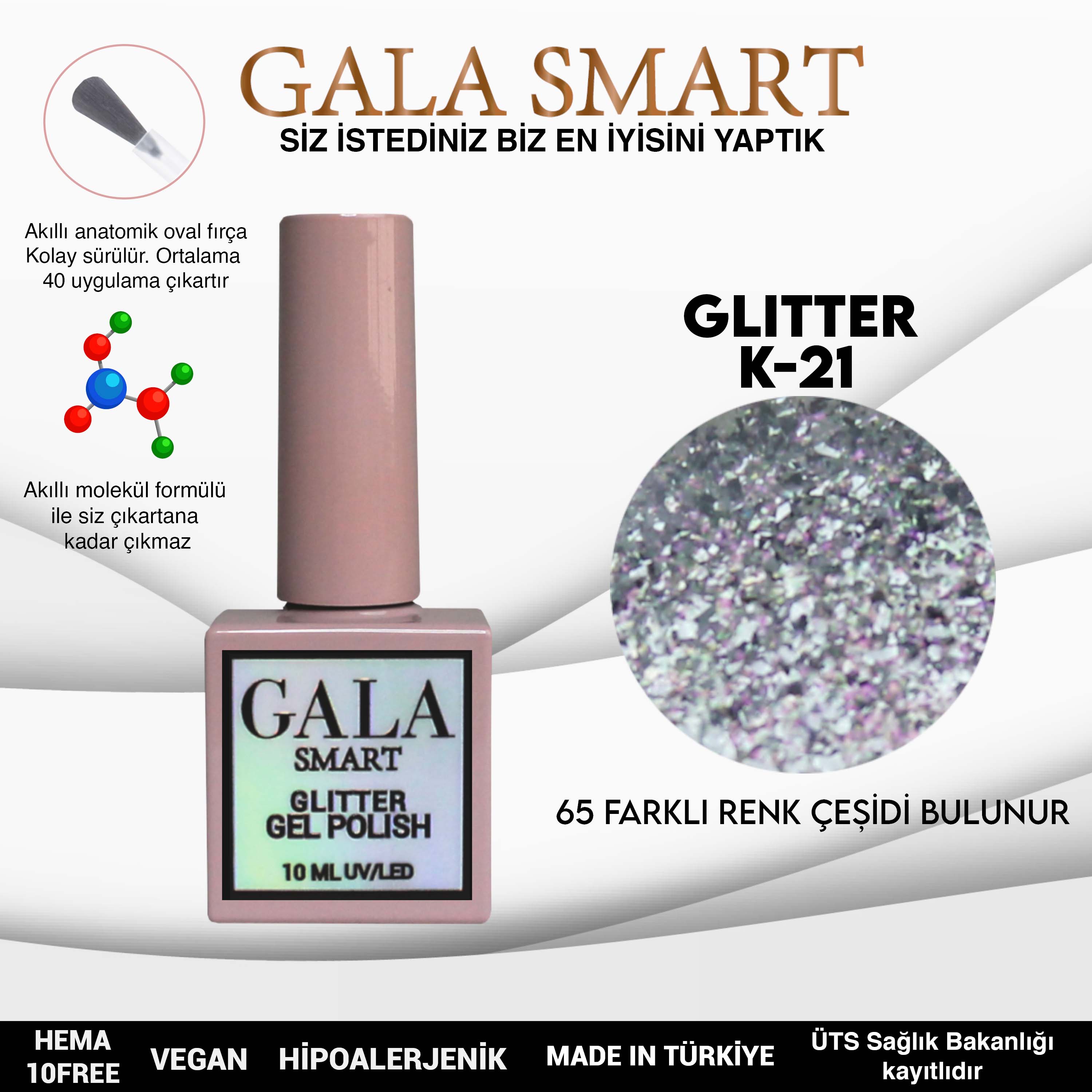 Gala Glitter Kalıcı Oje NO:21