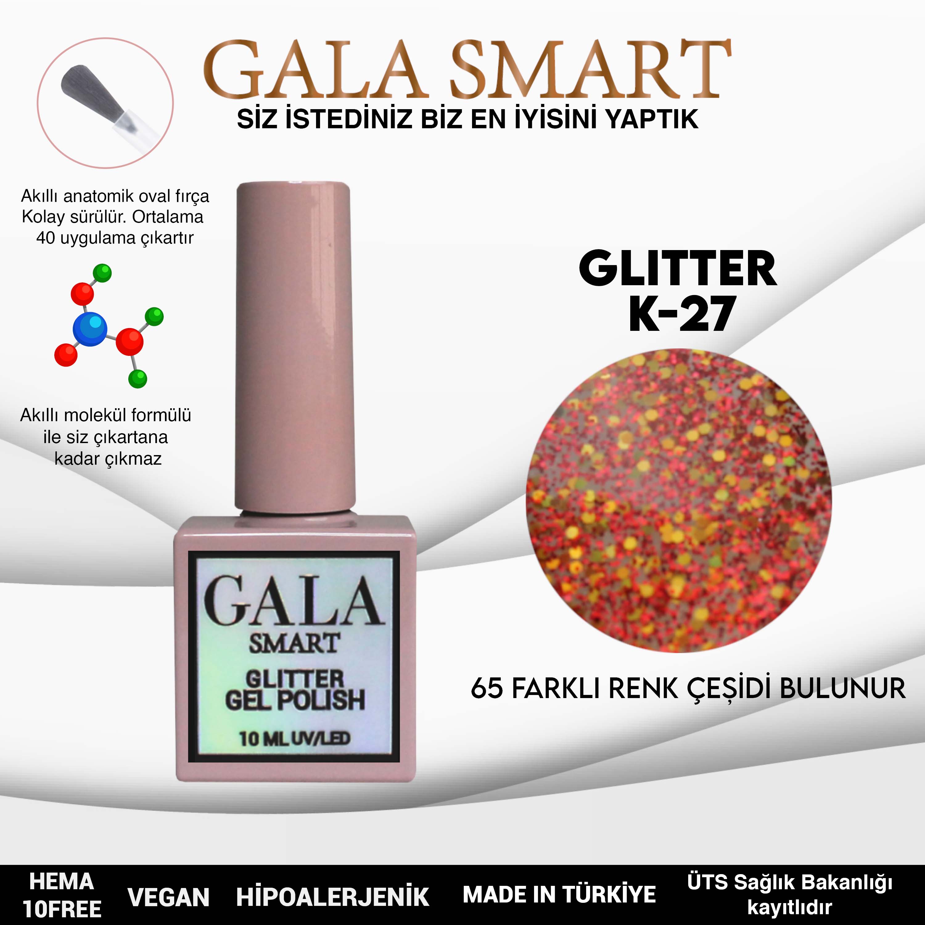 Gala Glitter Kalıcı Oje NO:27