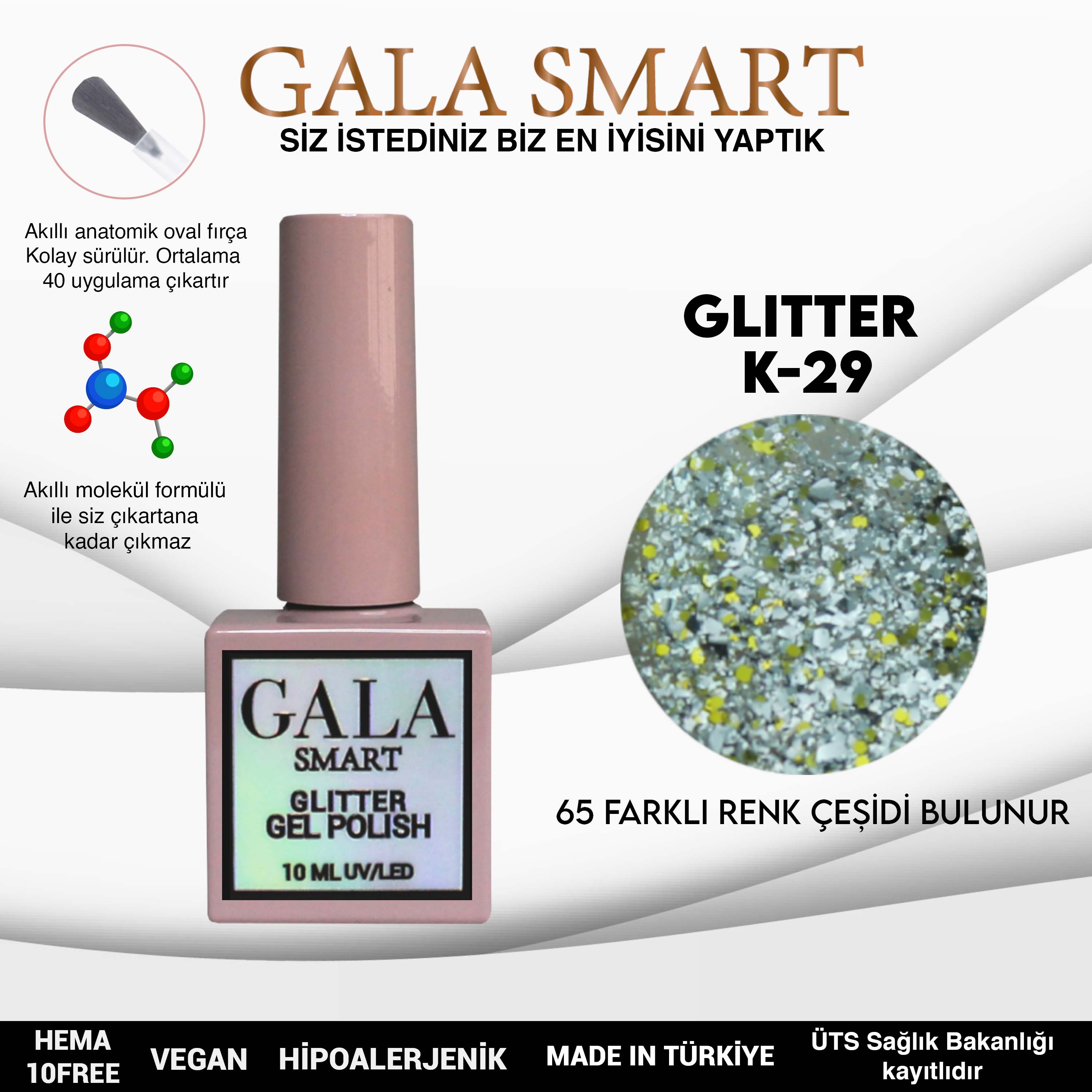 Gala Glitter Kalıcı Oje NO:29