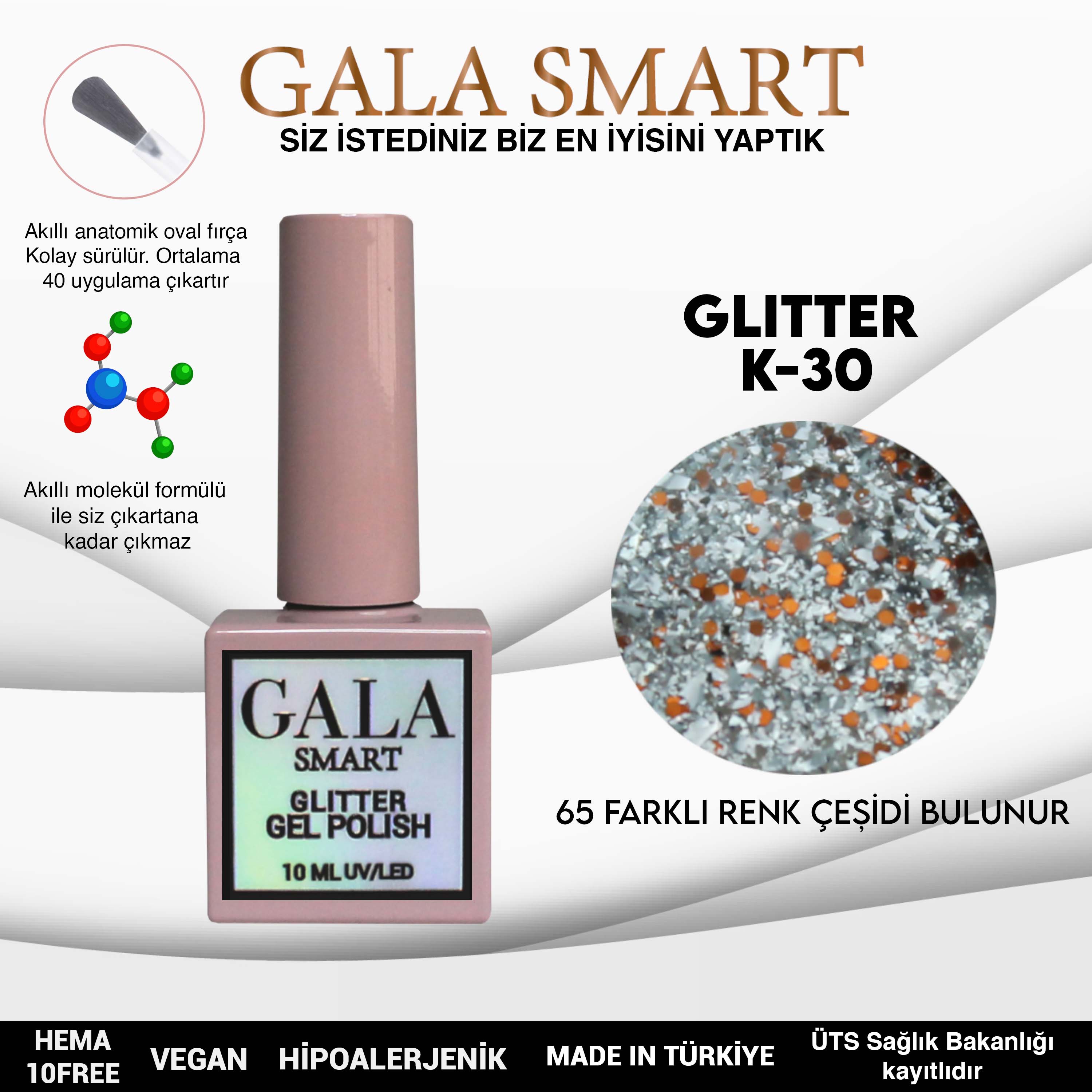 Gala Glitter Kalıcı Oje NO:30