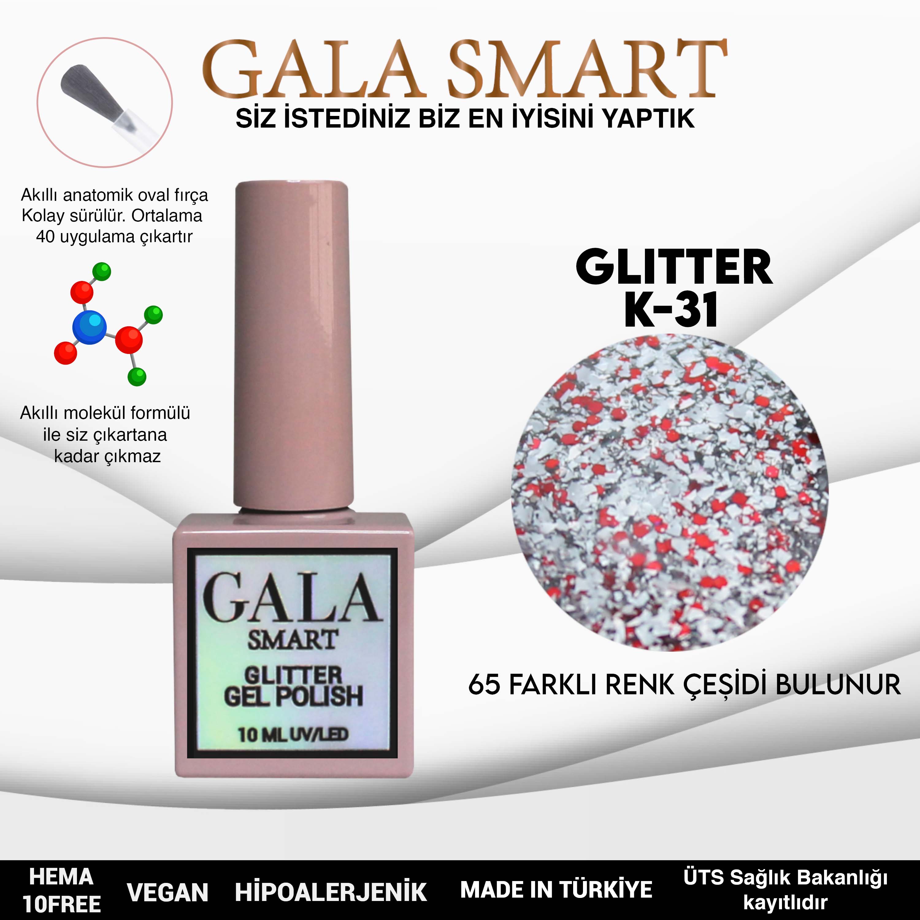 Gala Glitter Kalıcı Oje NO:31