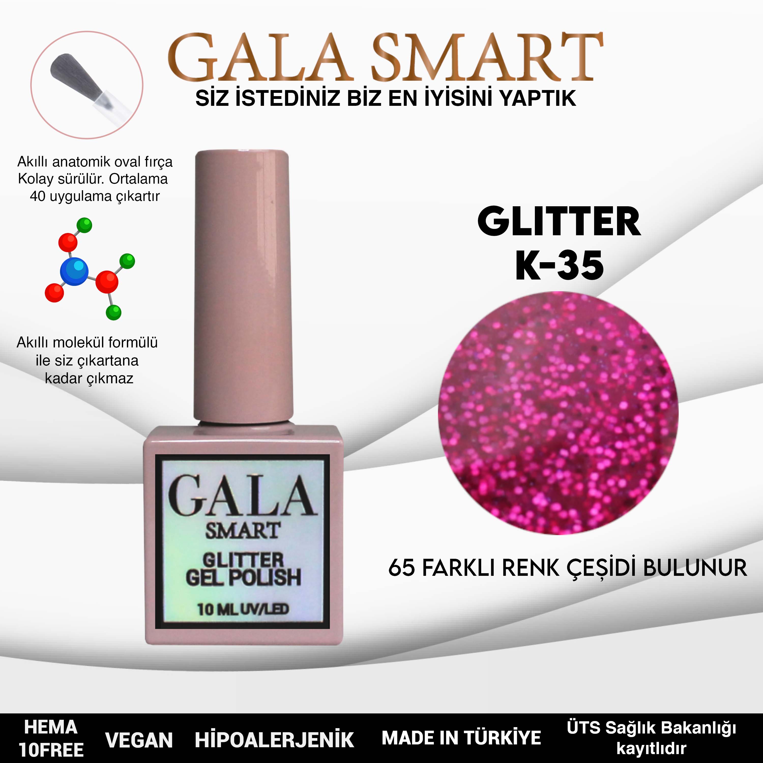 Gala Glitter Kalıcı Oje NO:35