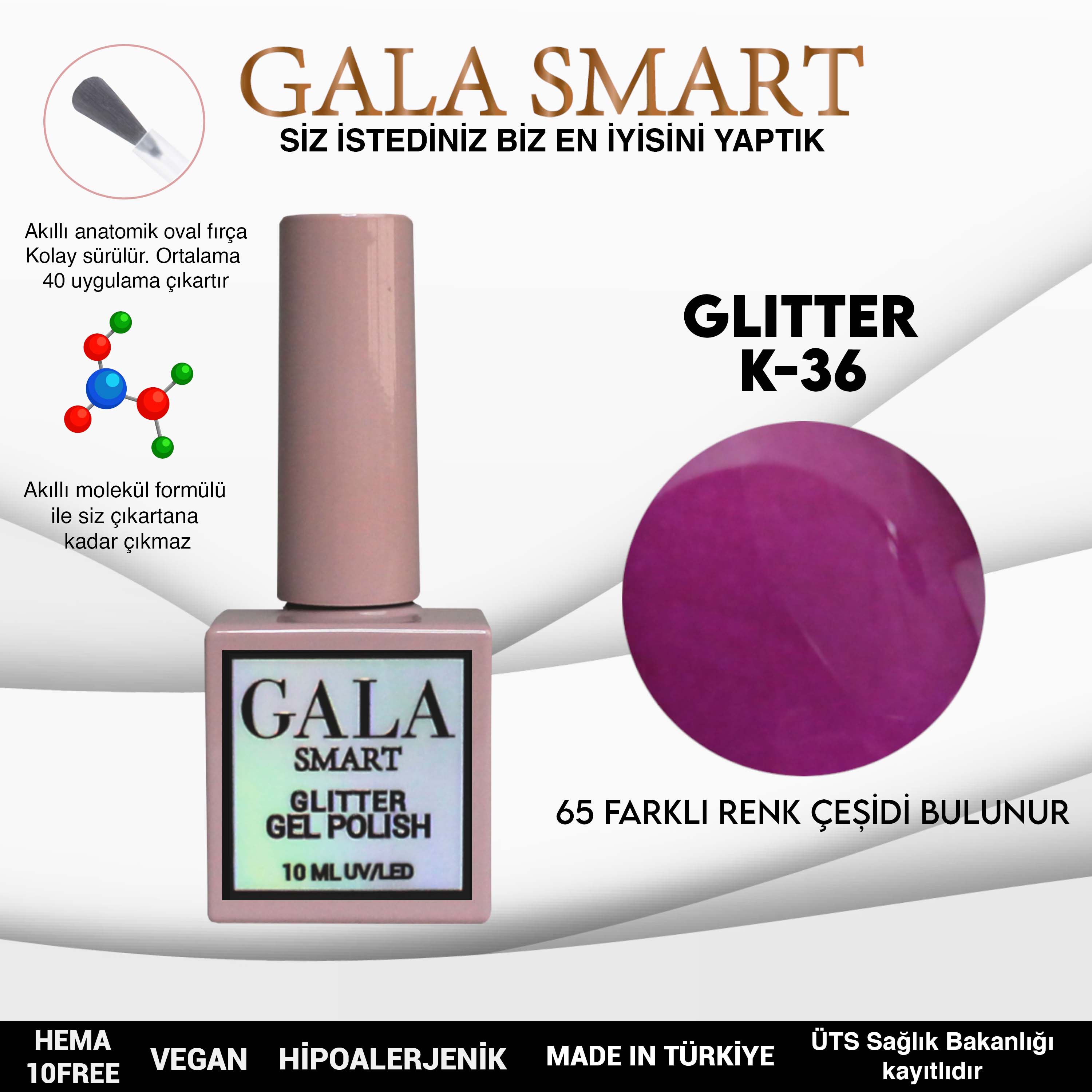 Gala Glitter Kalıcı Oje NO:36