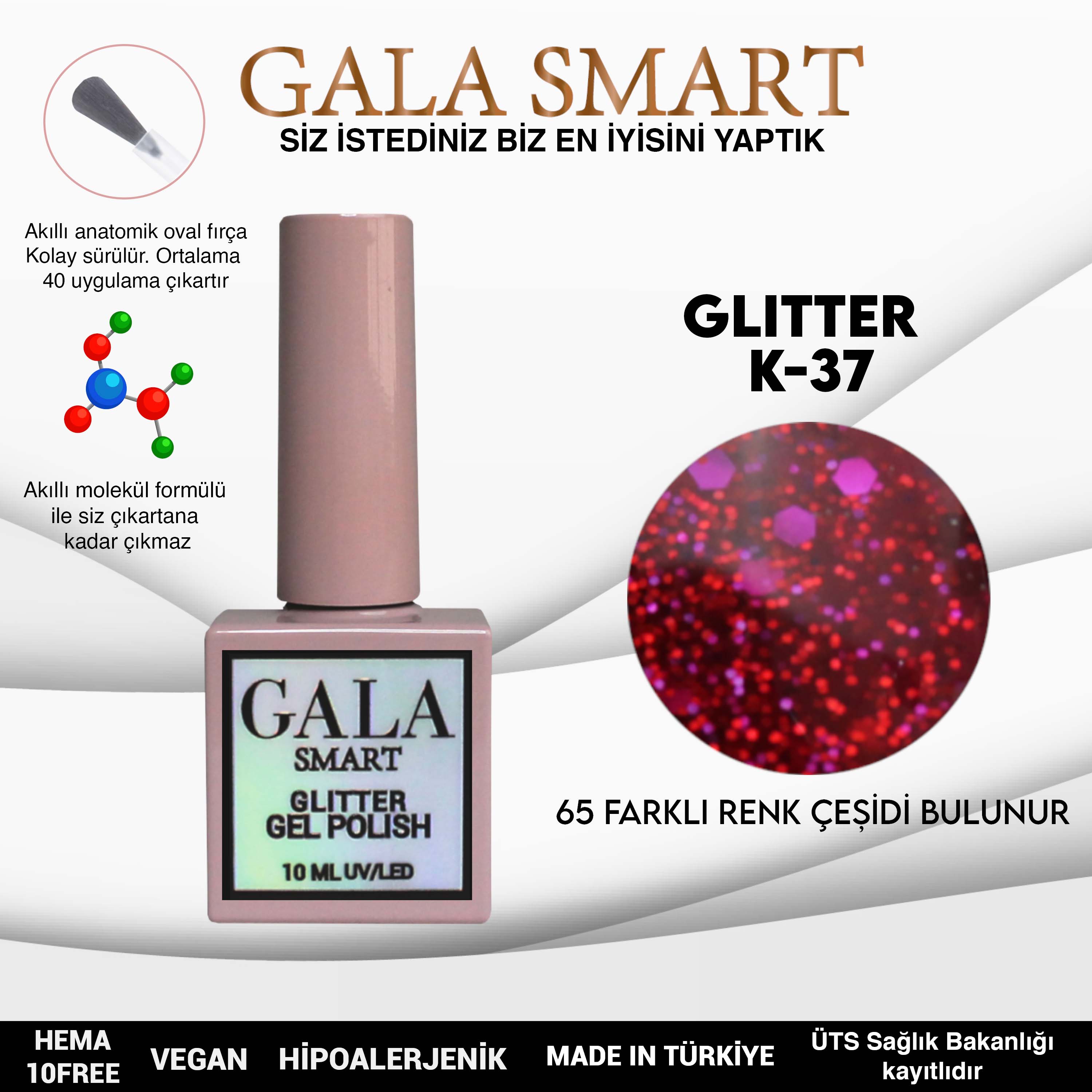 Gala Glitter Kalıcı Oje NO:37