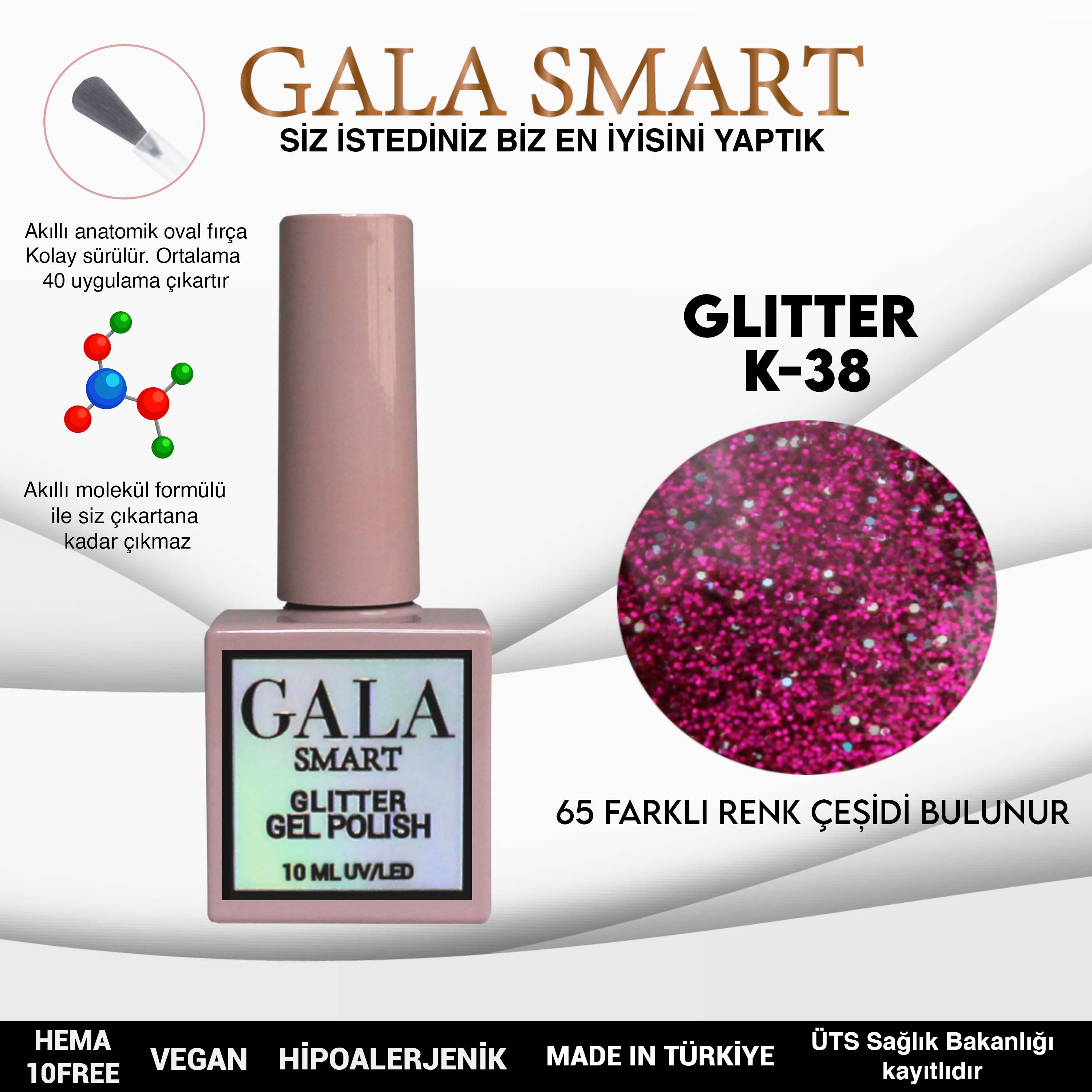 Gala Glitter Kalıcı Oje NO:38