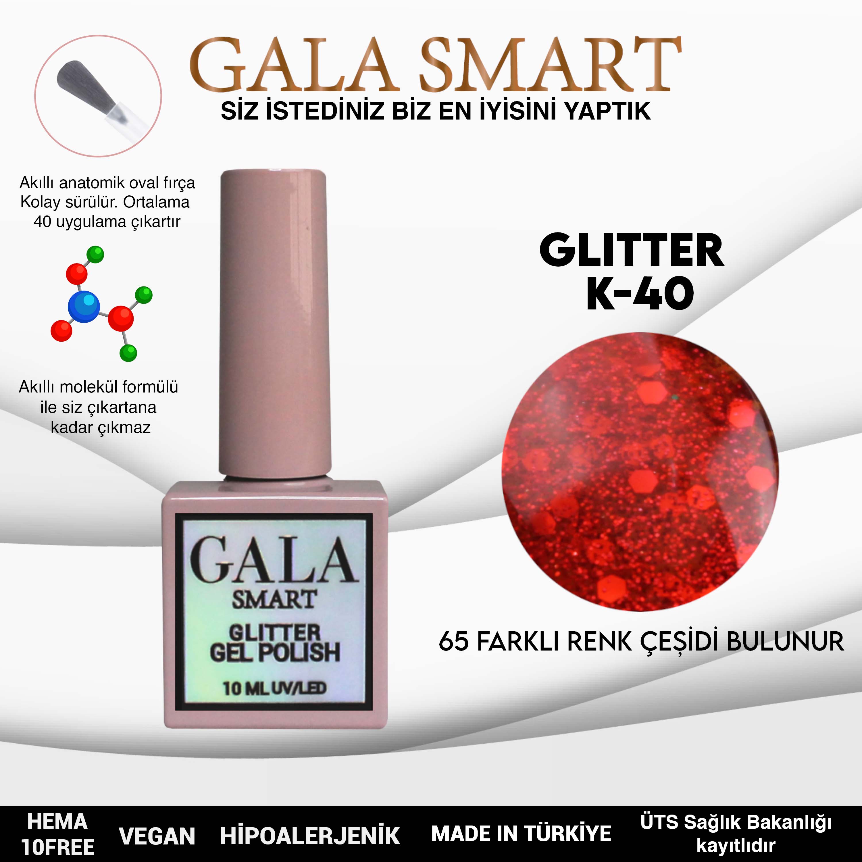 Gala Glitter Kalıcı Oje NO:40