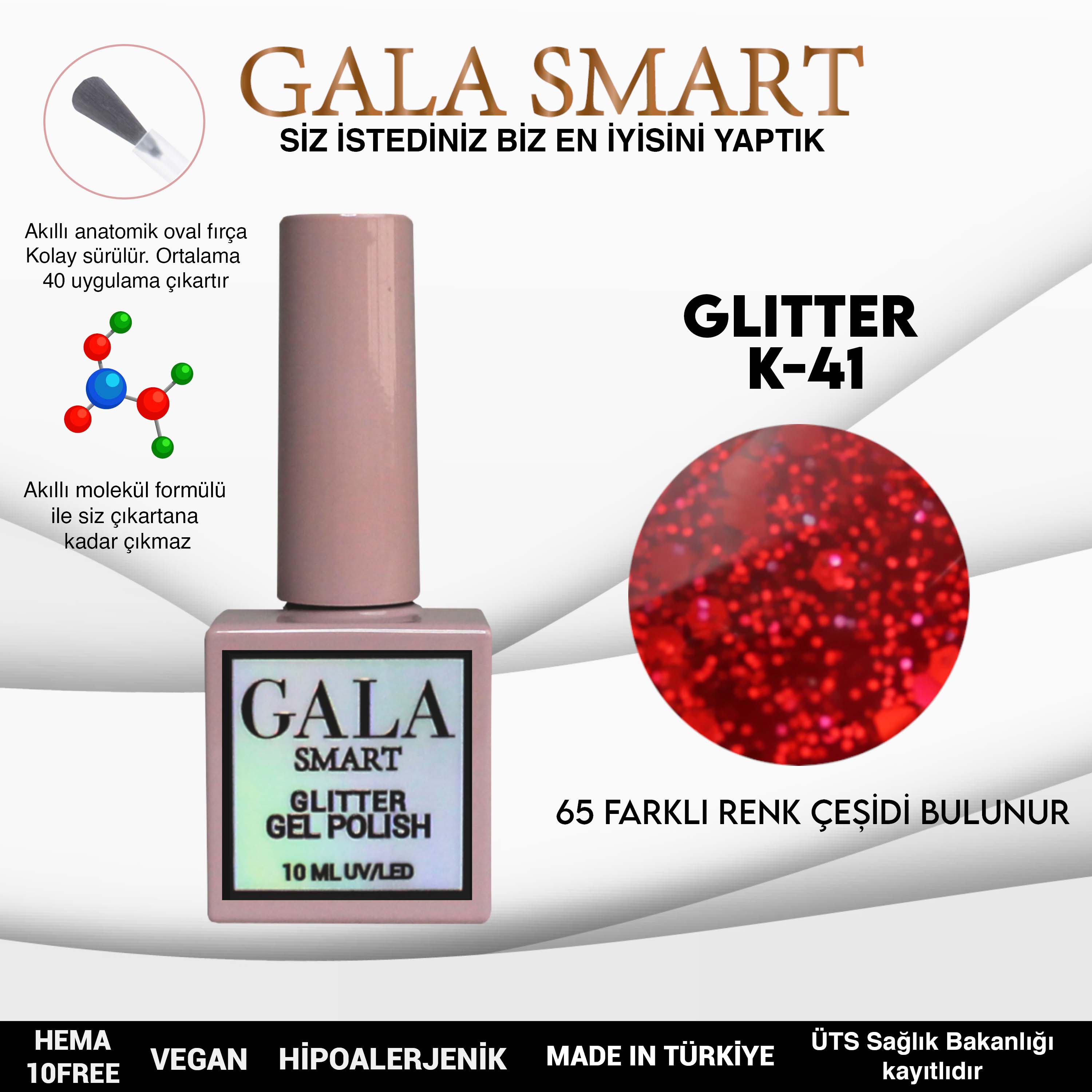 Gala Glitter Kalıcı Oje NO:41