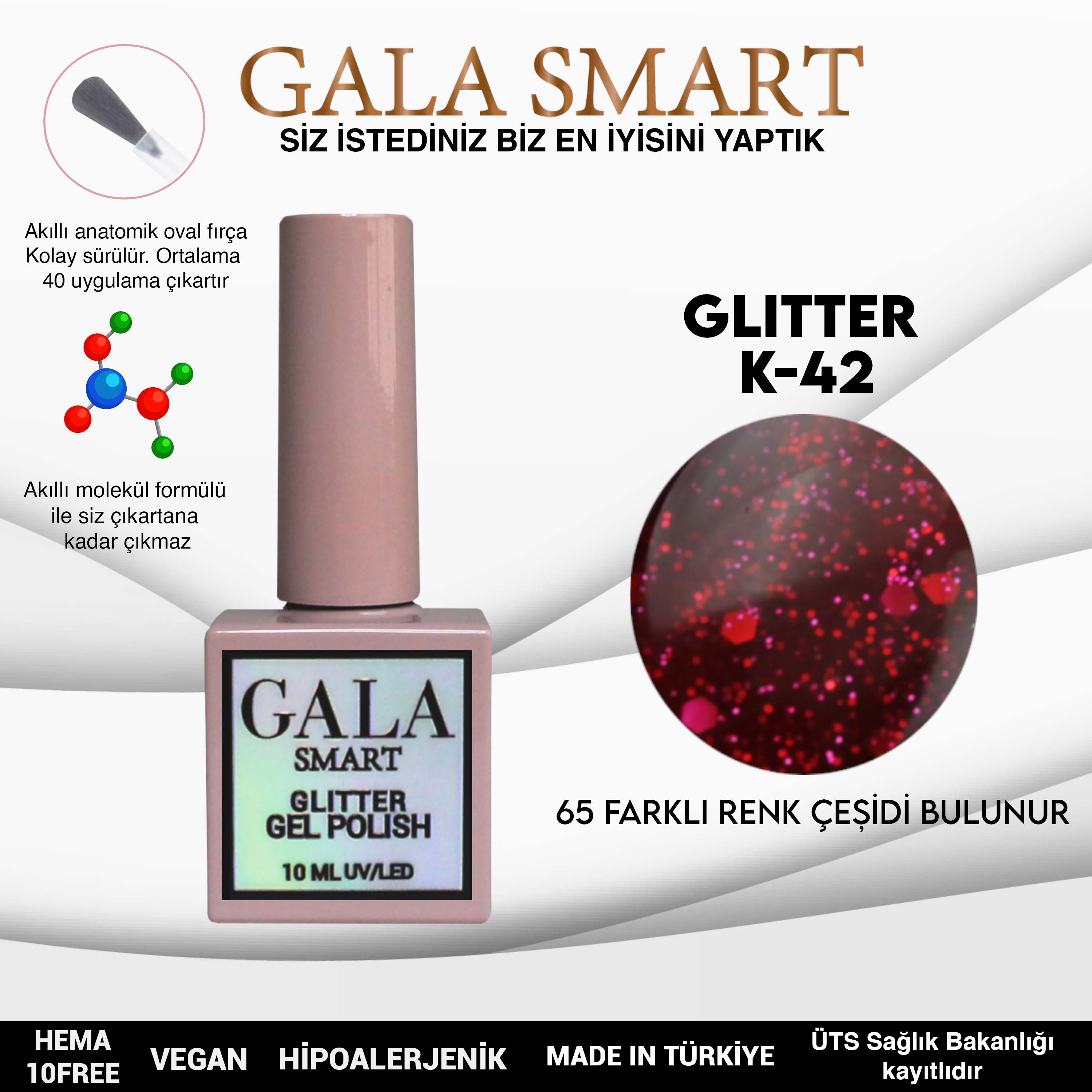 Gala Glitter Kalıcı Oje NO:42