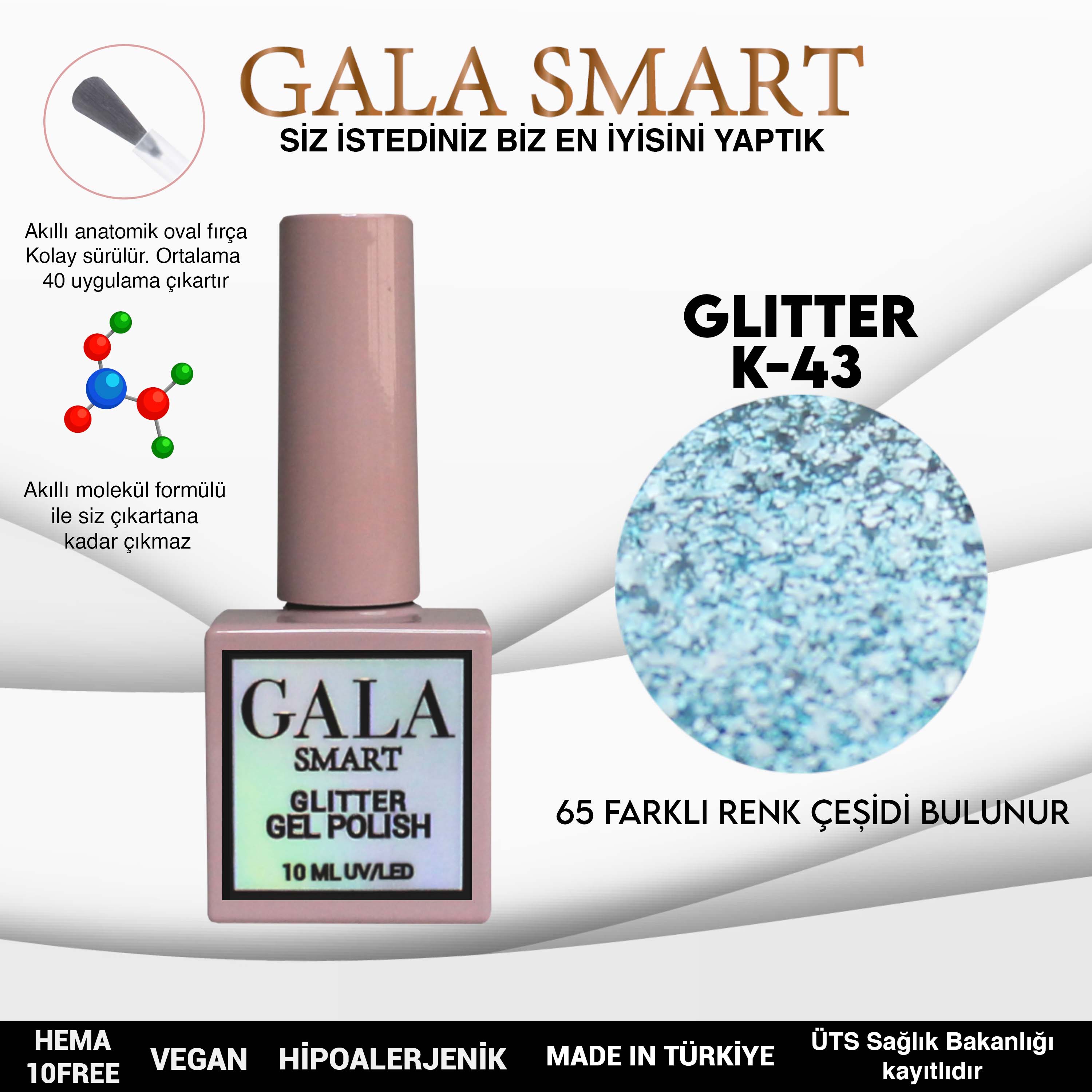 Gala Glitter Kalıcı Oje NO:43