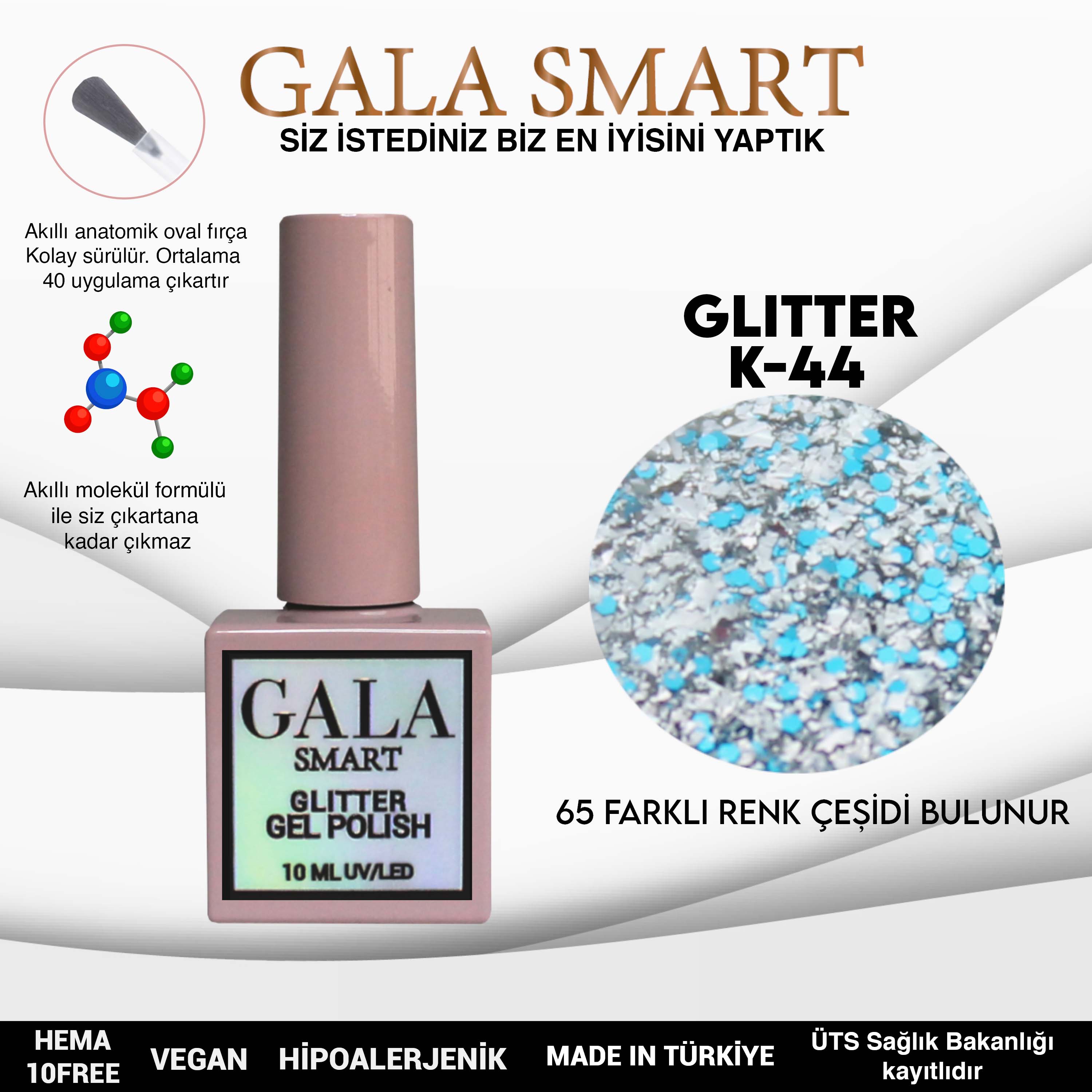 Gala Glitter Kalıcı Oje NO:44