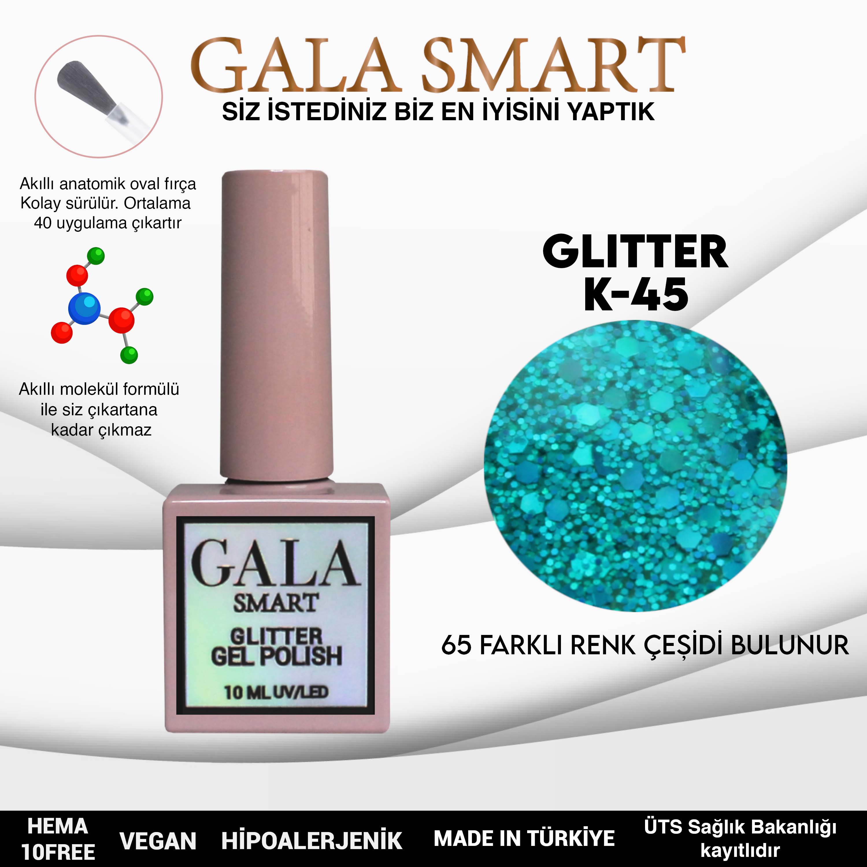 Gala Glitter Kalıcı Oje NO:45