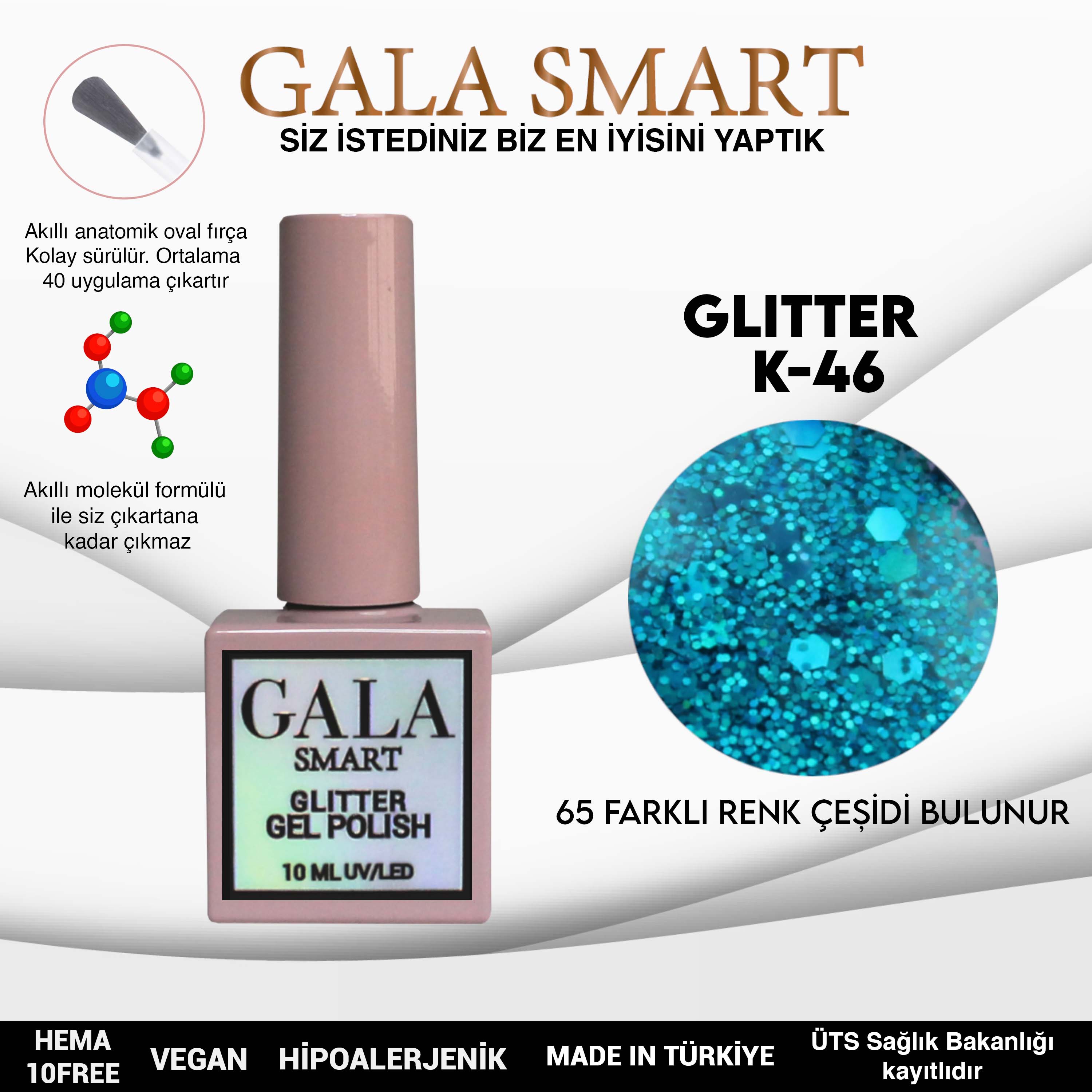 Gala Glitter Kalıcı Oje NO:46