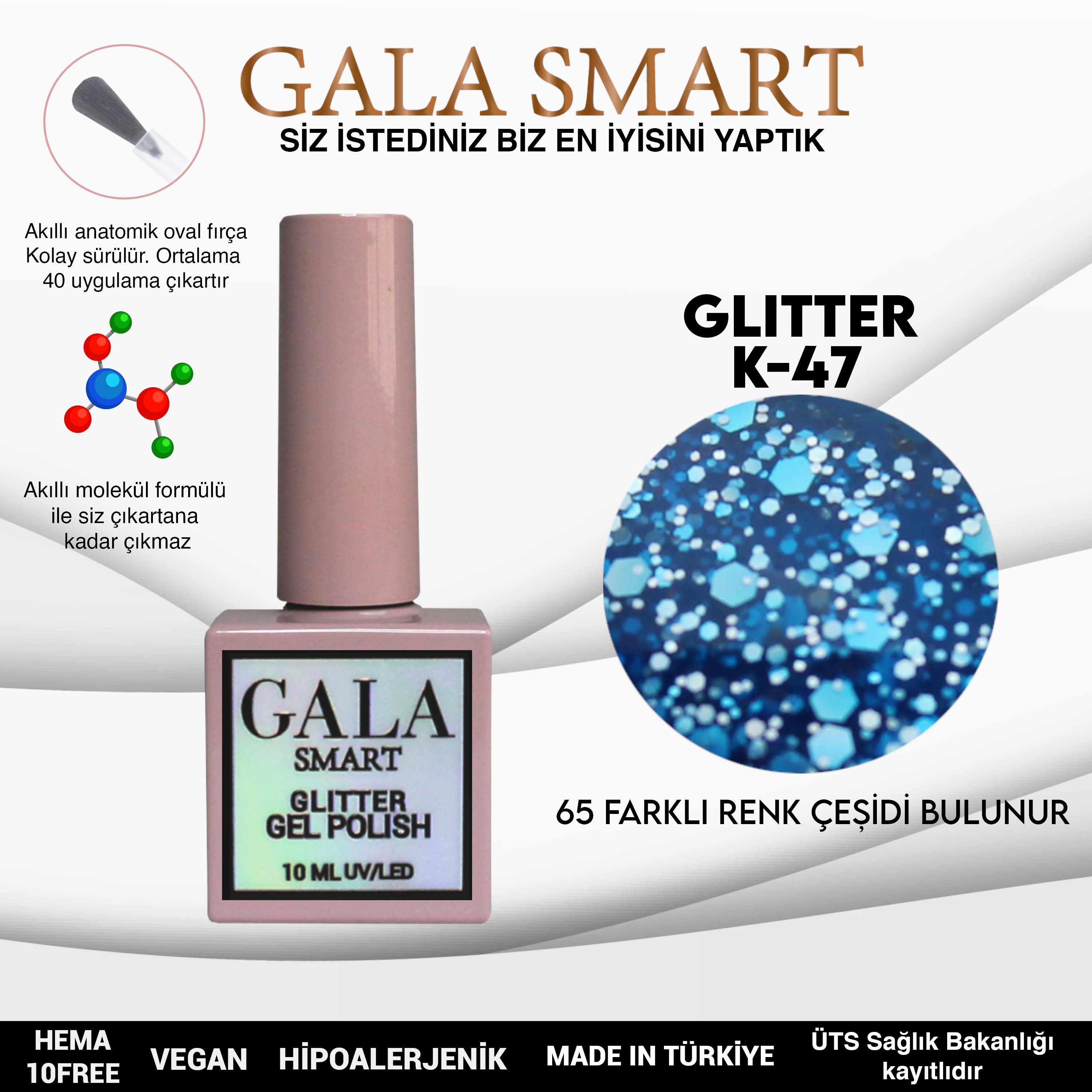 Gala Glitter Kalıcı Oje NO:47