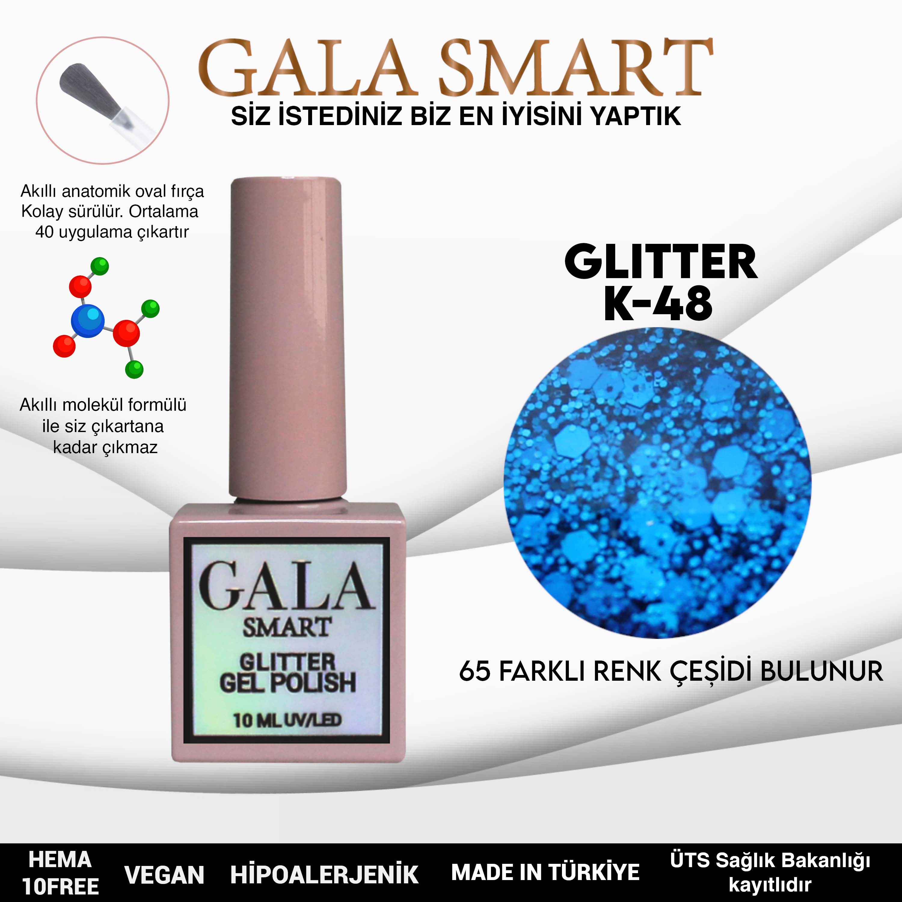 Gala Glitter Kalıcı Oje NO:48