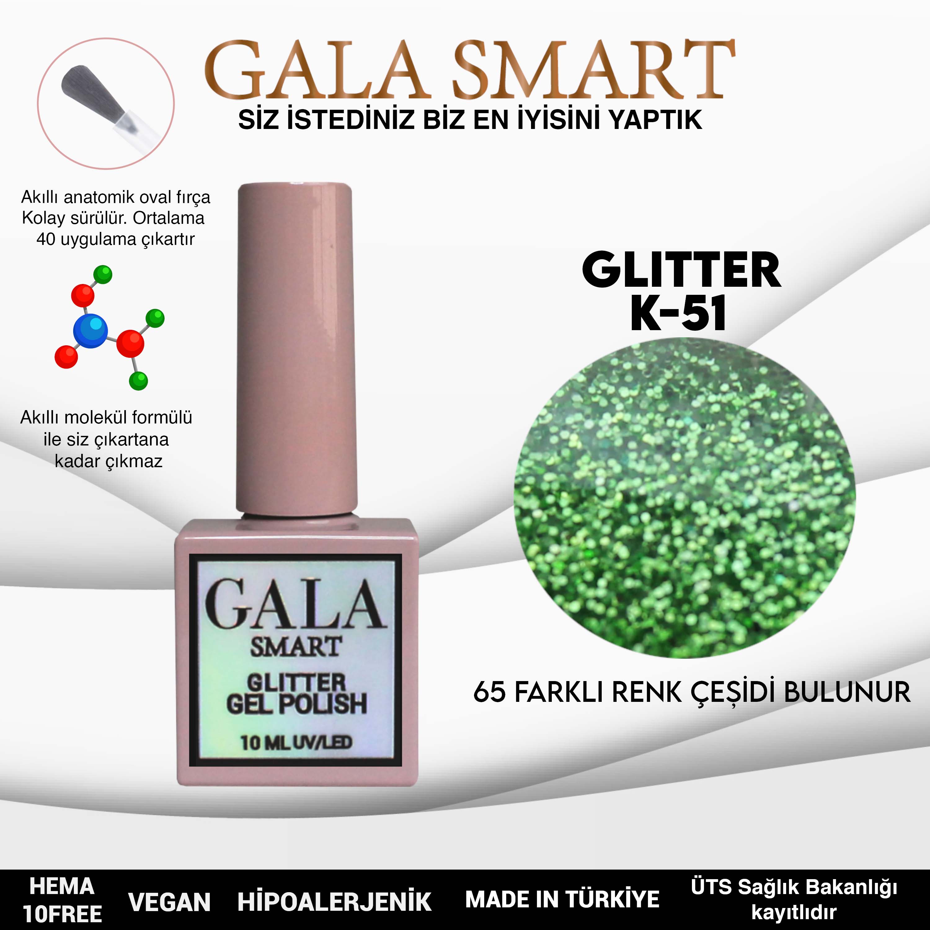 Gala Glitter Kalıcı Oje NO:51