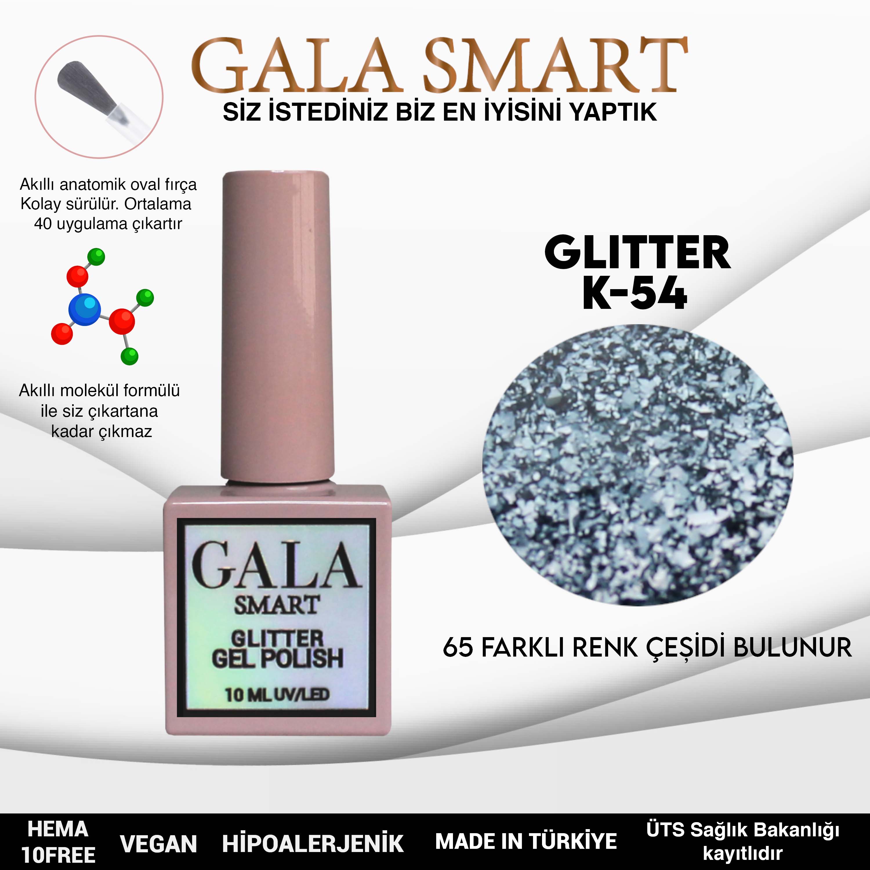 Gala Glitter Kalıcı Oje NO:54