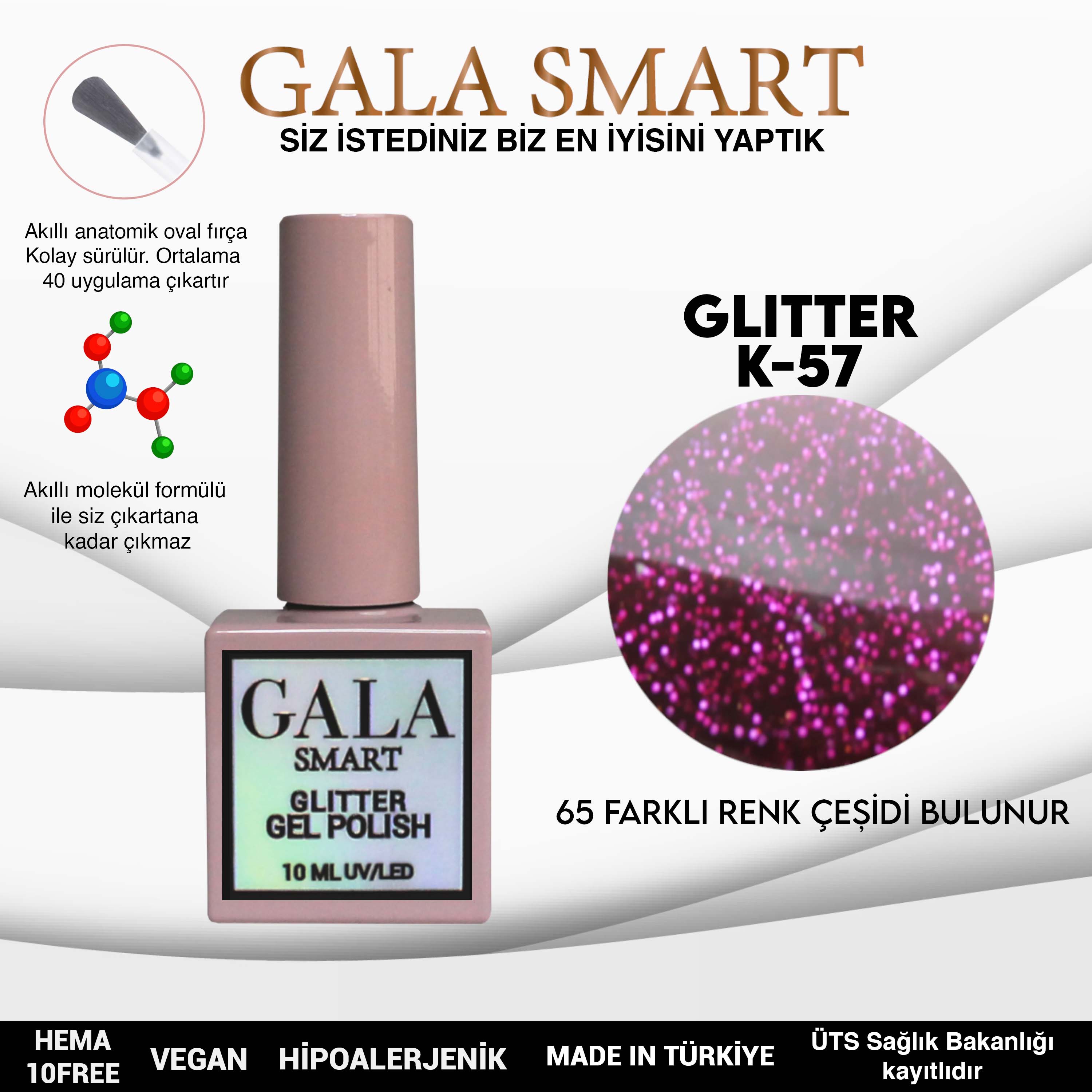 Gala Glitter Kalıcı Oje NO:57