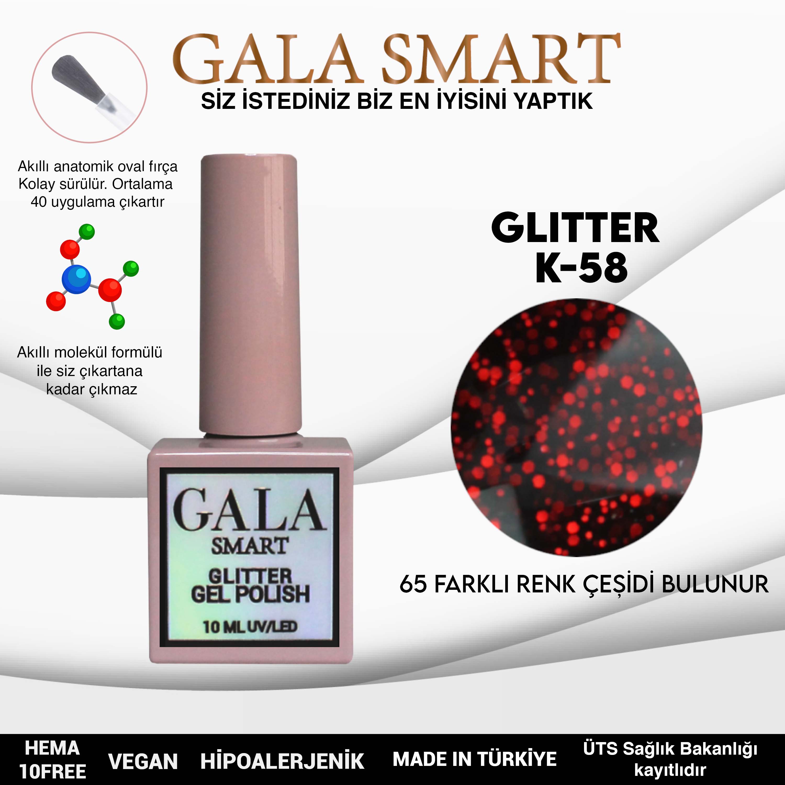 Gala Glitter Kalıcı Oje NO:58