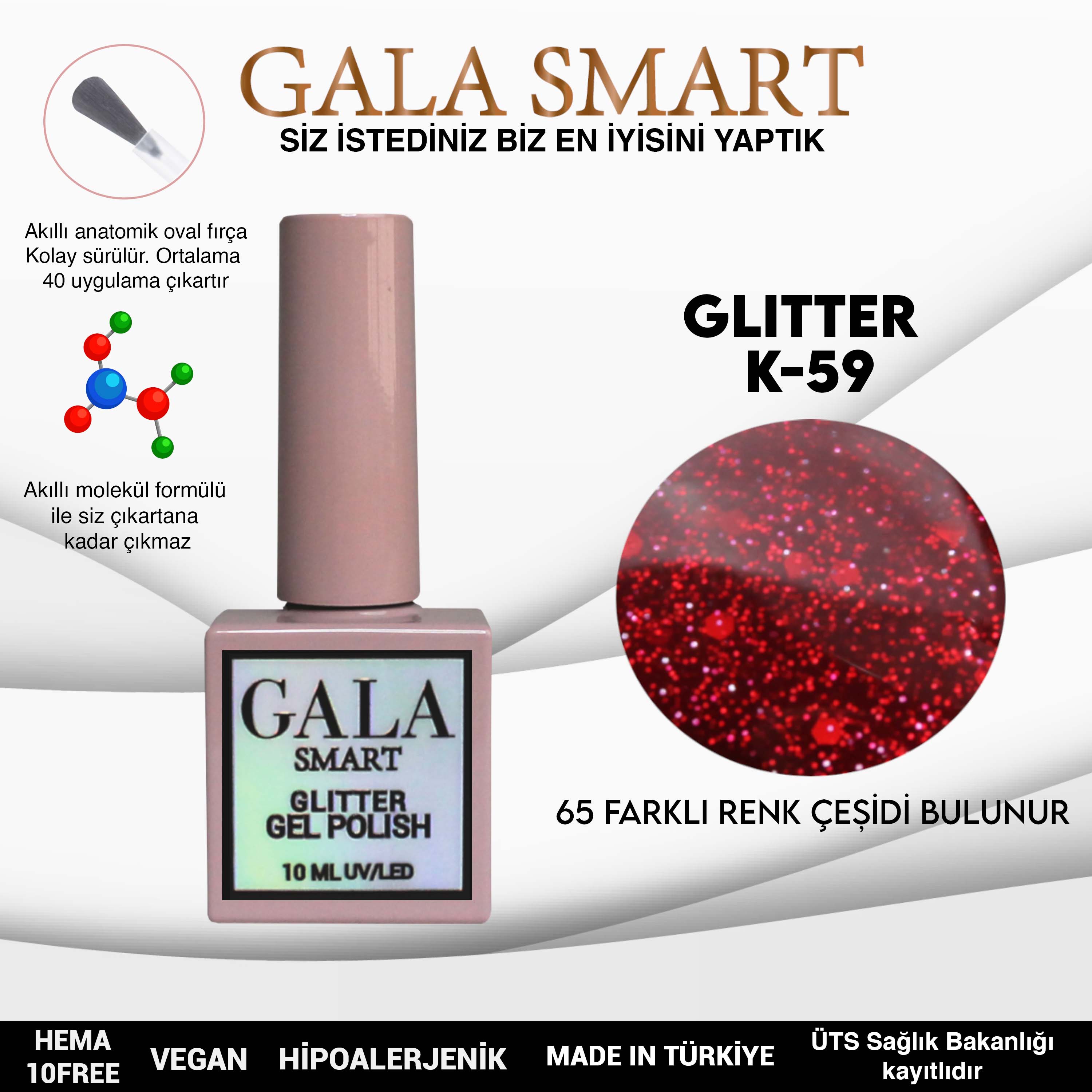 Gala Glitter Kalıcı Oje NO:59