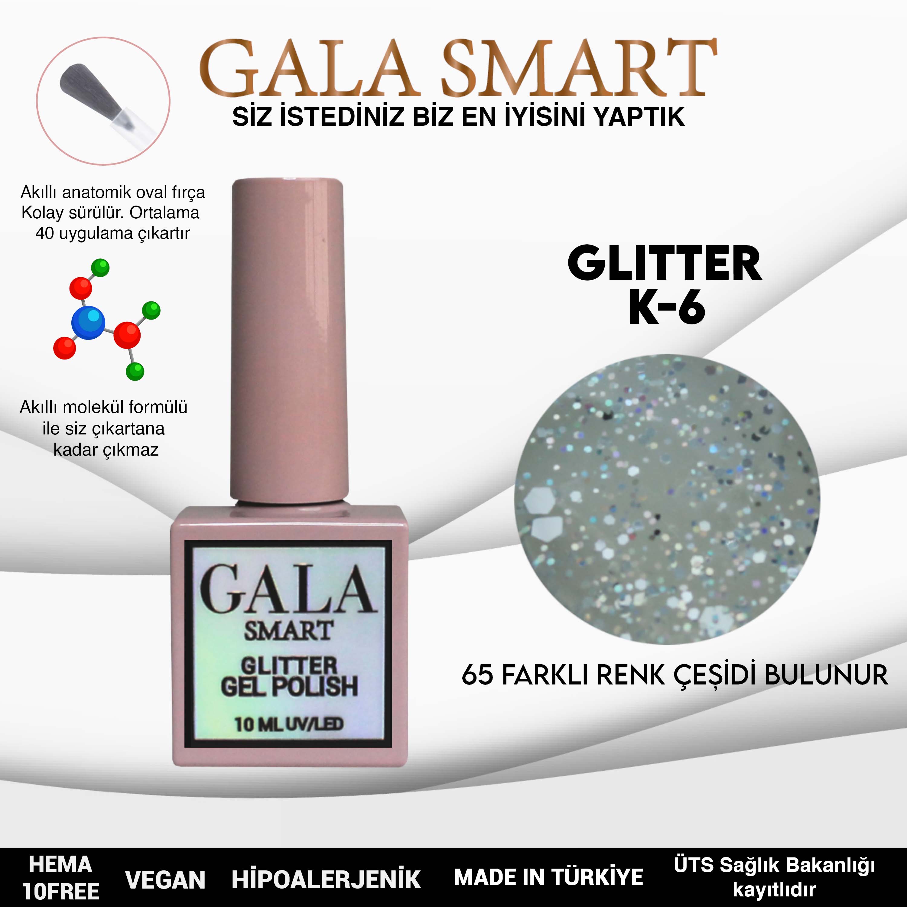 Gala Glitter Kalıcı Oje NO:06