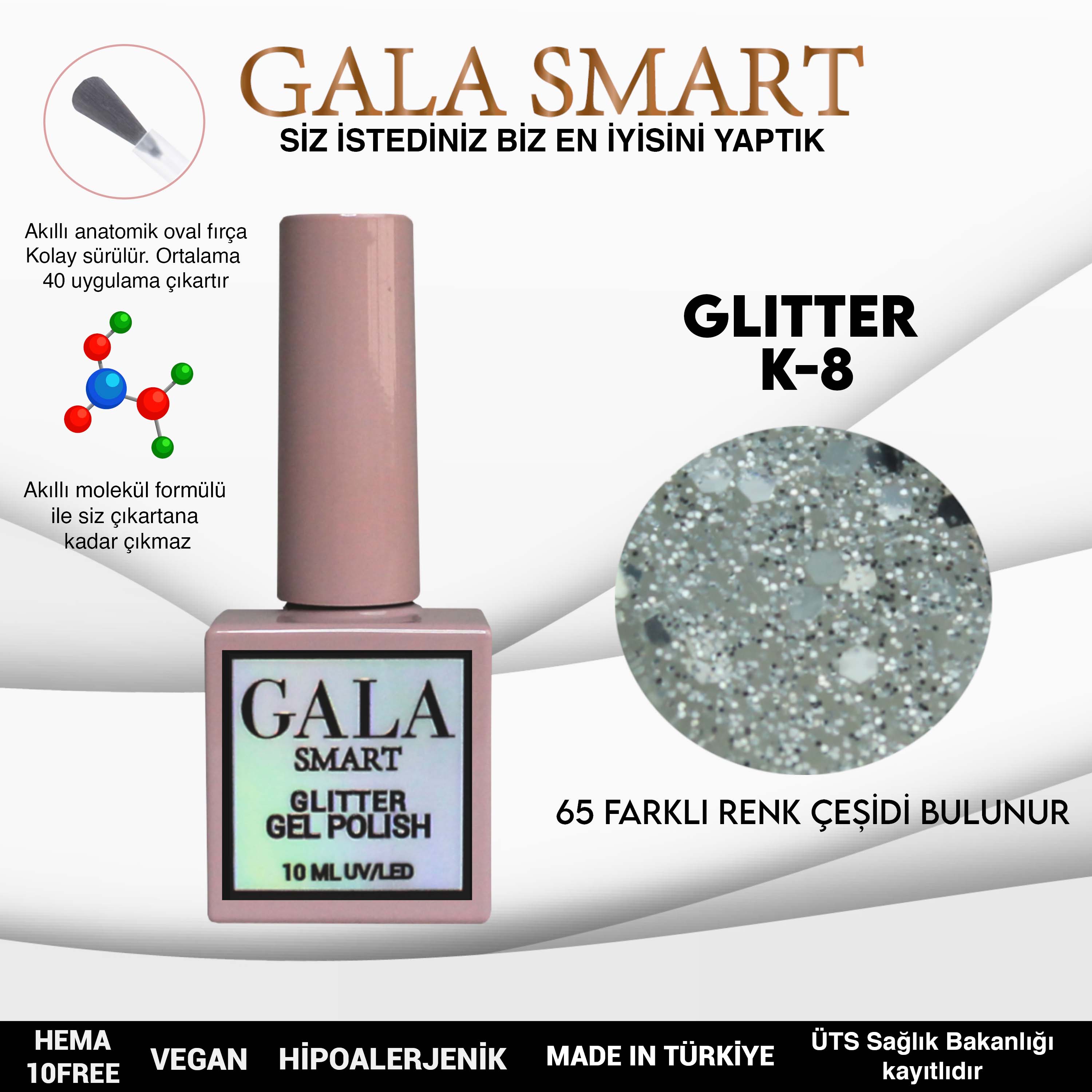 Gala Glitter Kalıcı Oje NO:08