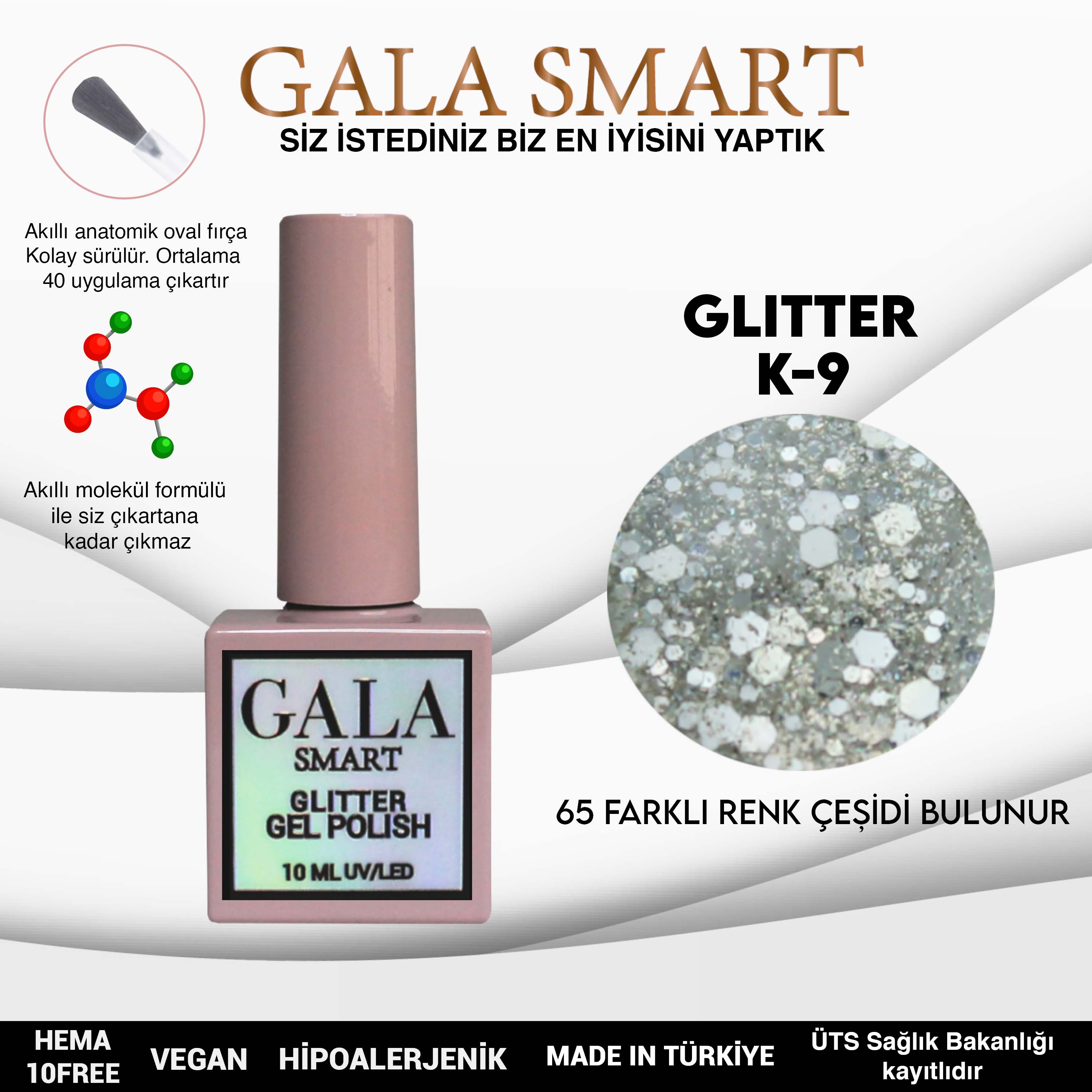 Gala Glitter Kalıcı Oje NO:09