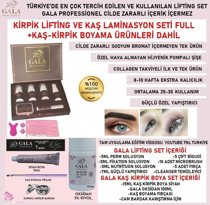 GALA KİRPİK LİFTİNG & KAŞ LAMİNASYON SET + BOYAMA 