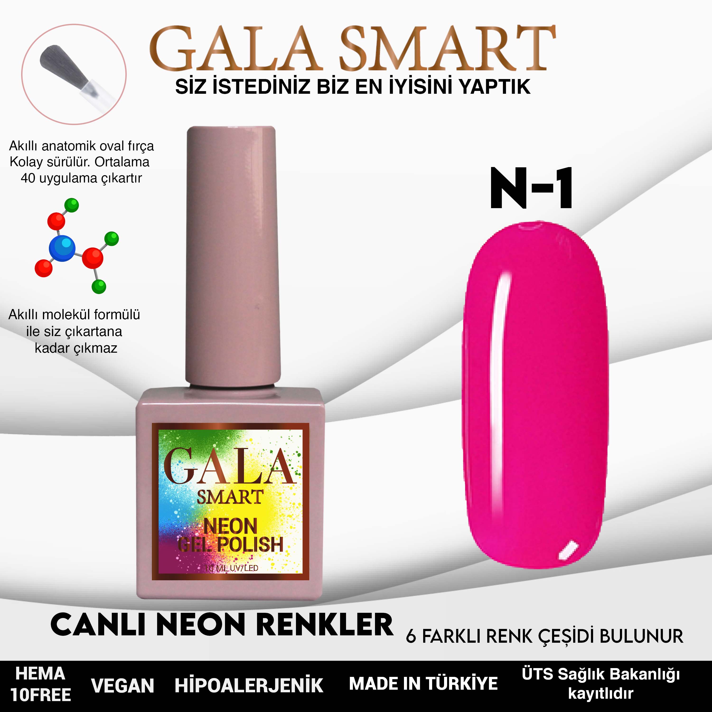 Gala Smart Canlı Neon Kalıcı Oje NO:01