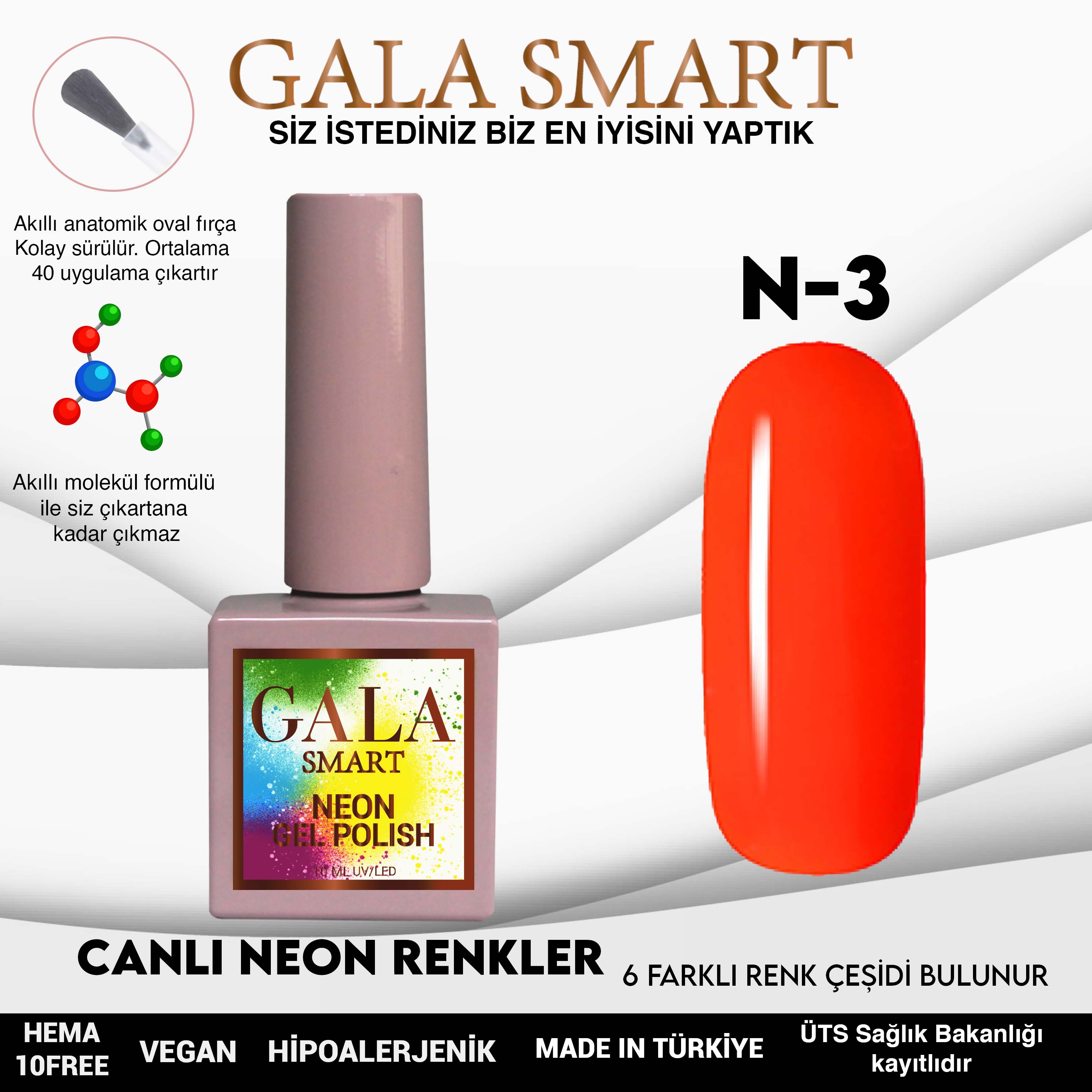 Gala Smart Canlı Neon Kalıcı Oje NO:03