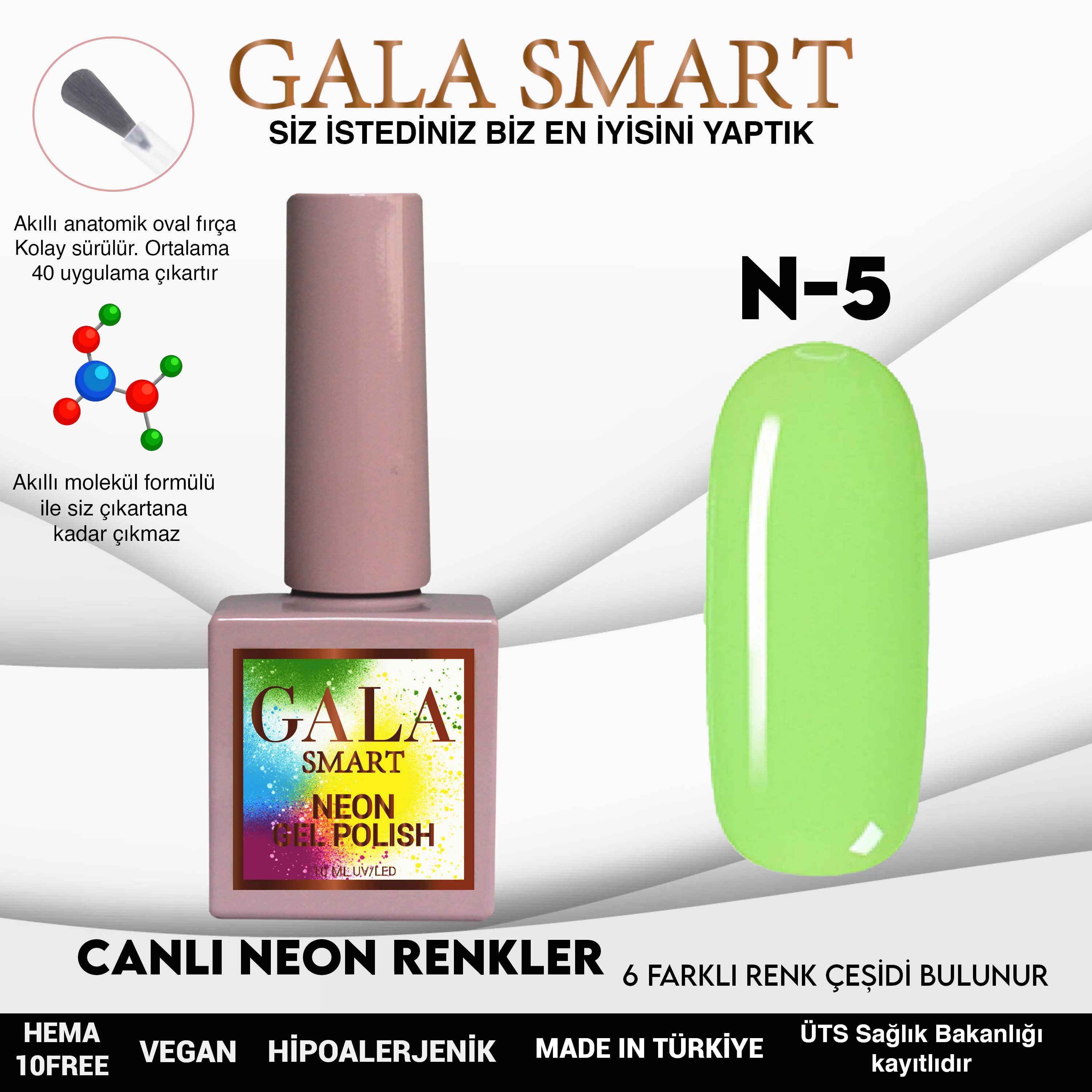 Gala Smart Canlı Neon Kalıcı Oje NO:05