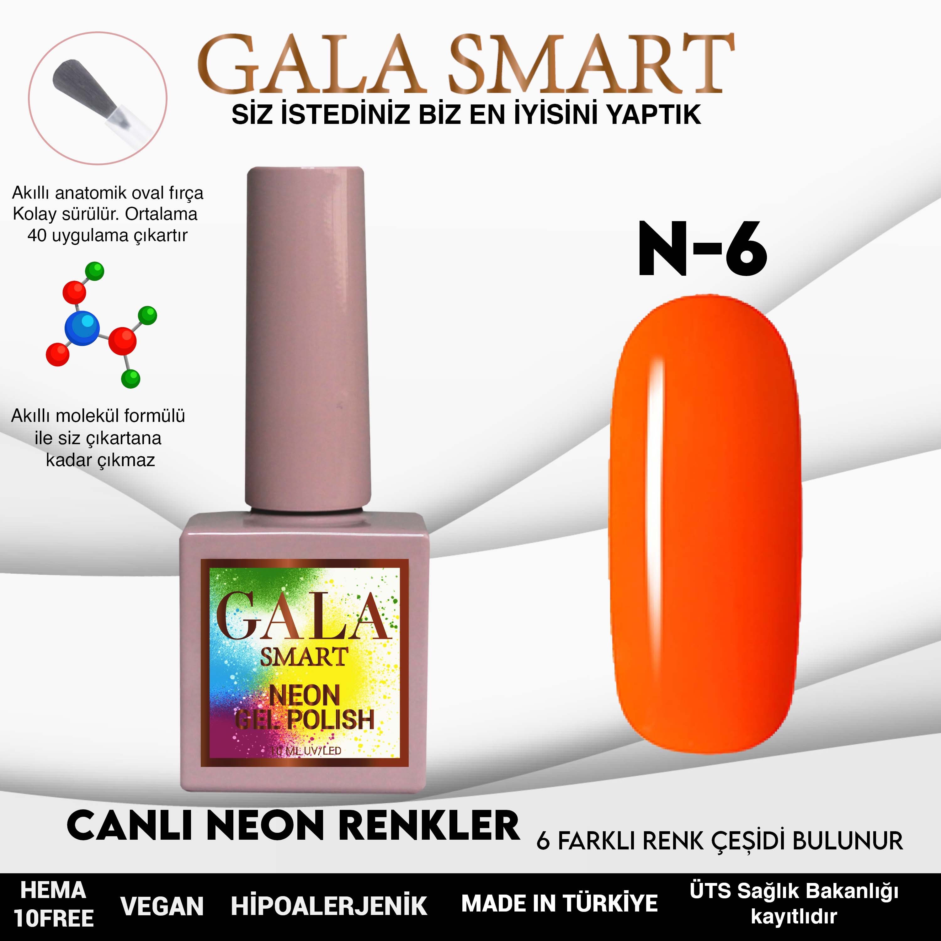 Gala Smart Canlı Neon Kalıcı Oje NO:06