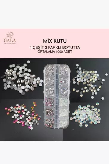 CRYSTAL TAŞ 12 Lİ MİX KUTU 4 ÇEŞİT / 3 FARKLI BOYUTTA