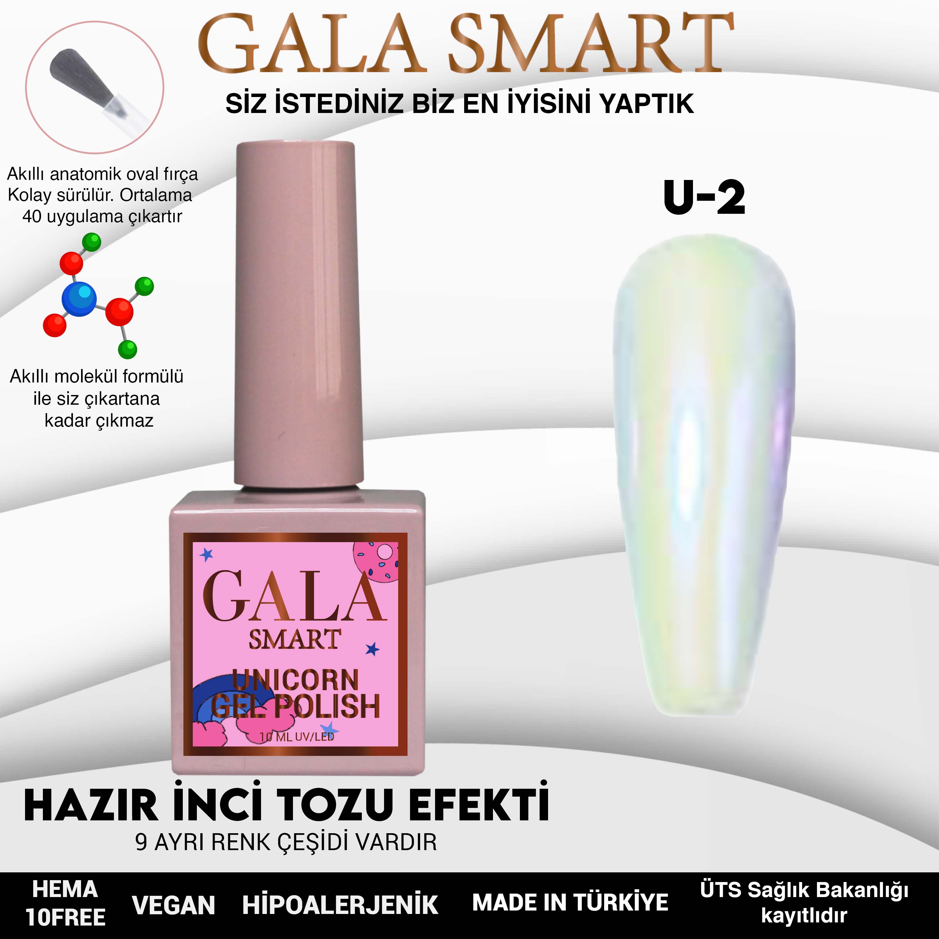 Gala Smart Unicorn İnci Tozu Efektli Kalıcı Oje No:02