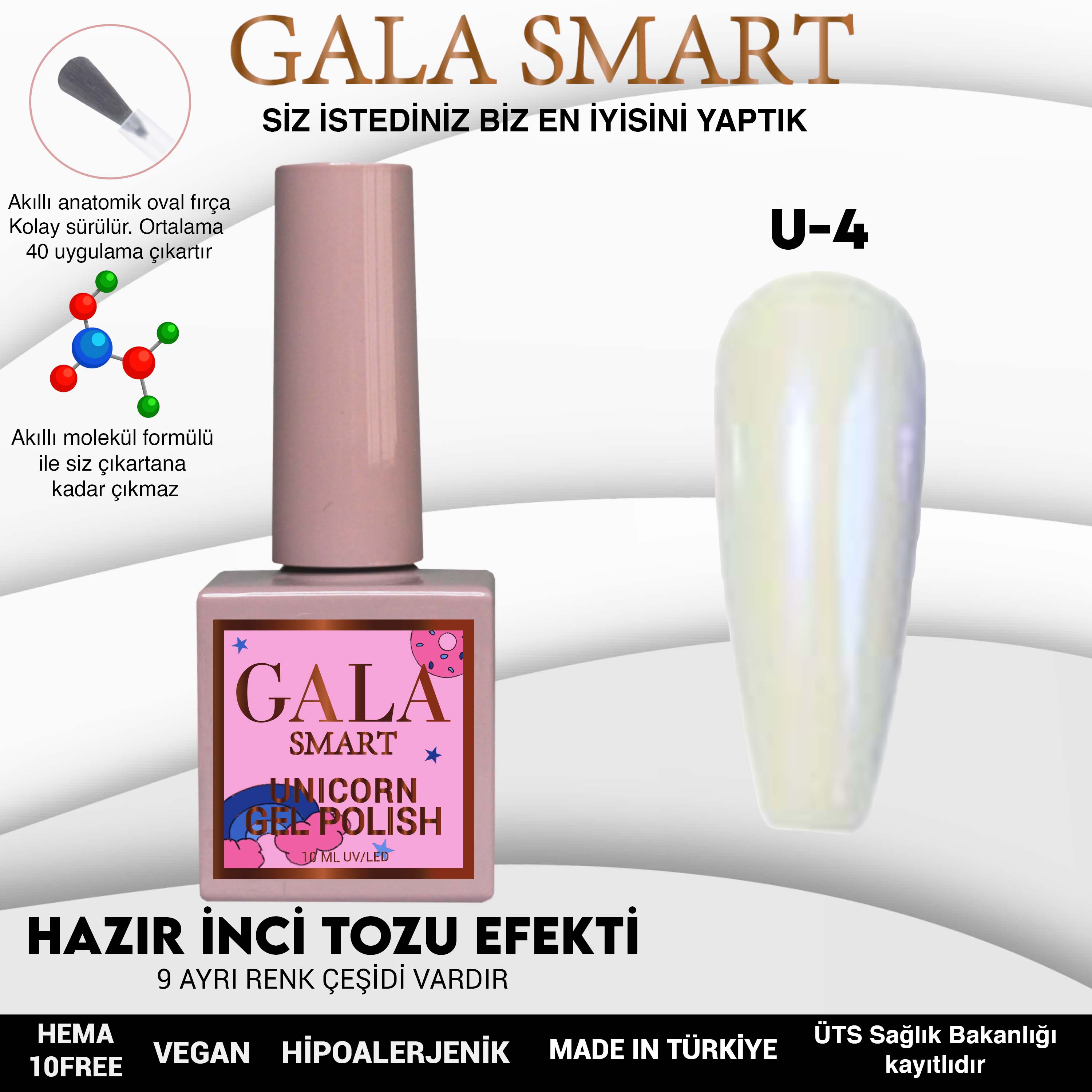 Gala Smart Unicorn İnci Tozu Efektli Kalıcı Oje No:04